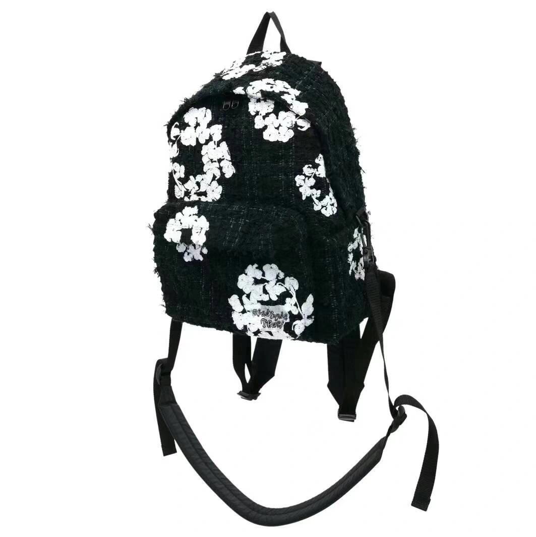 NIGO Ready Made X Denim Tears Men's And Women's Fashion Trend Tweed Embroidery Flowers Shoulders Schoolbag Leisure Bags Large Capacity Backpacks Ngvp #nigo8236