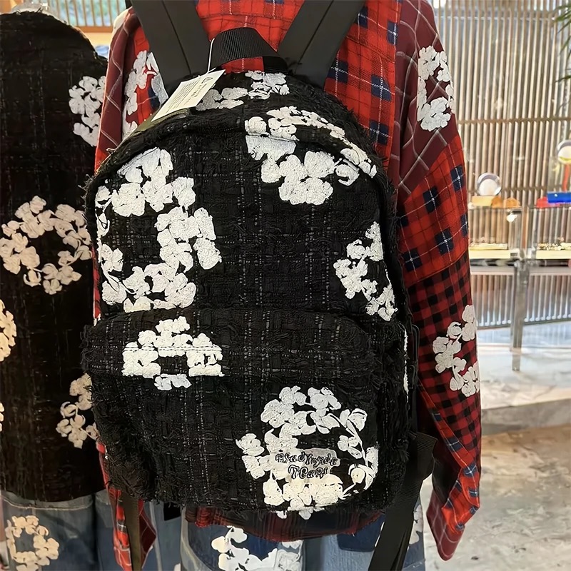 NIGO Ready Made X Denim Tears Men's And Women's Fashion Trend Tweed Embroidery Flowers Shoulders Schoolbag Leisure Bags Large Capacity Backpacks Ngvp #nigo8236