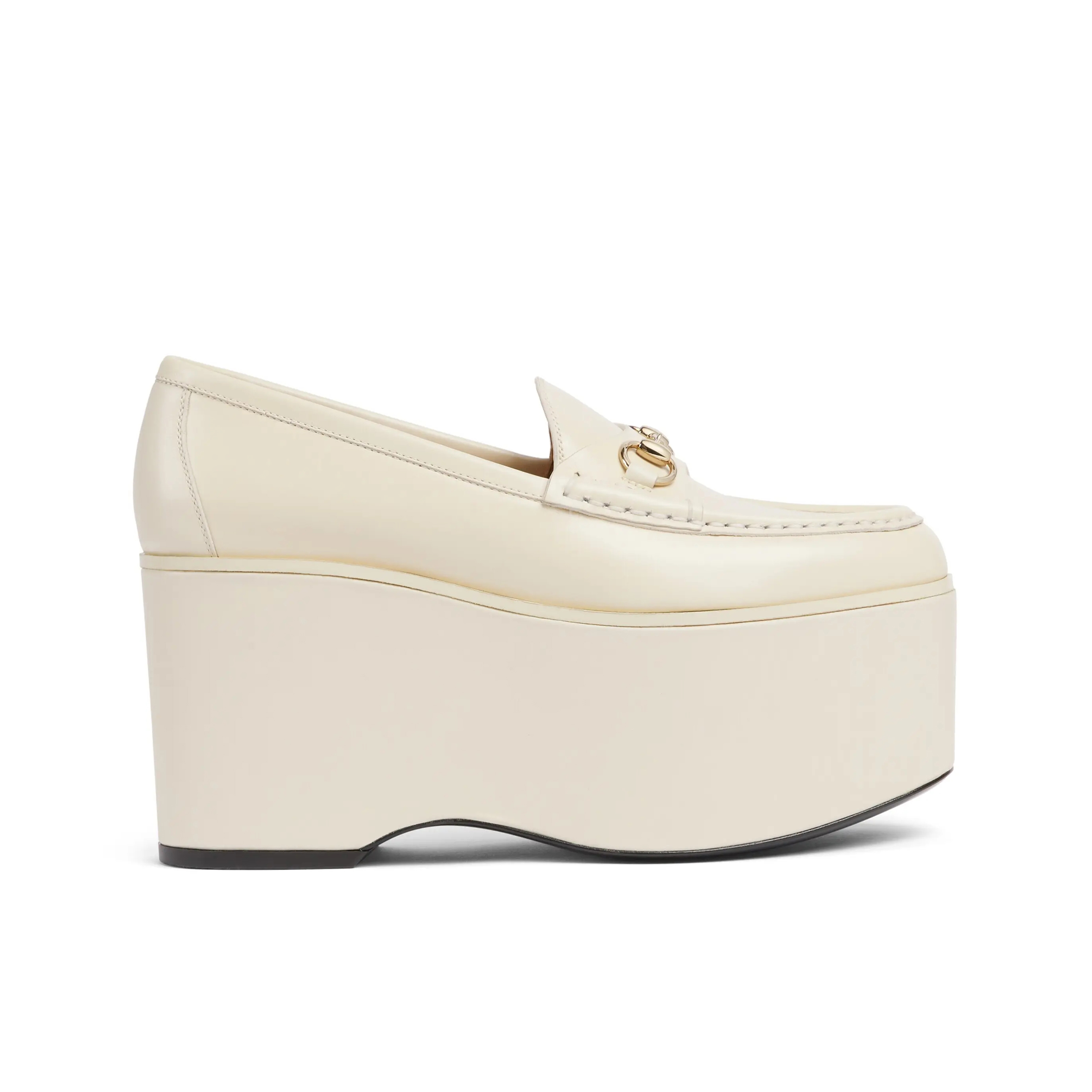 NIGO Gucci Horsebit Women's Solid Colour Cow Leather Horsebit 9cm Thick Sole Loafers Shoes #nigo99234