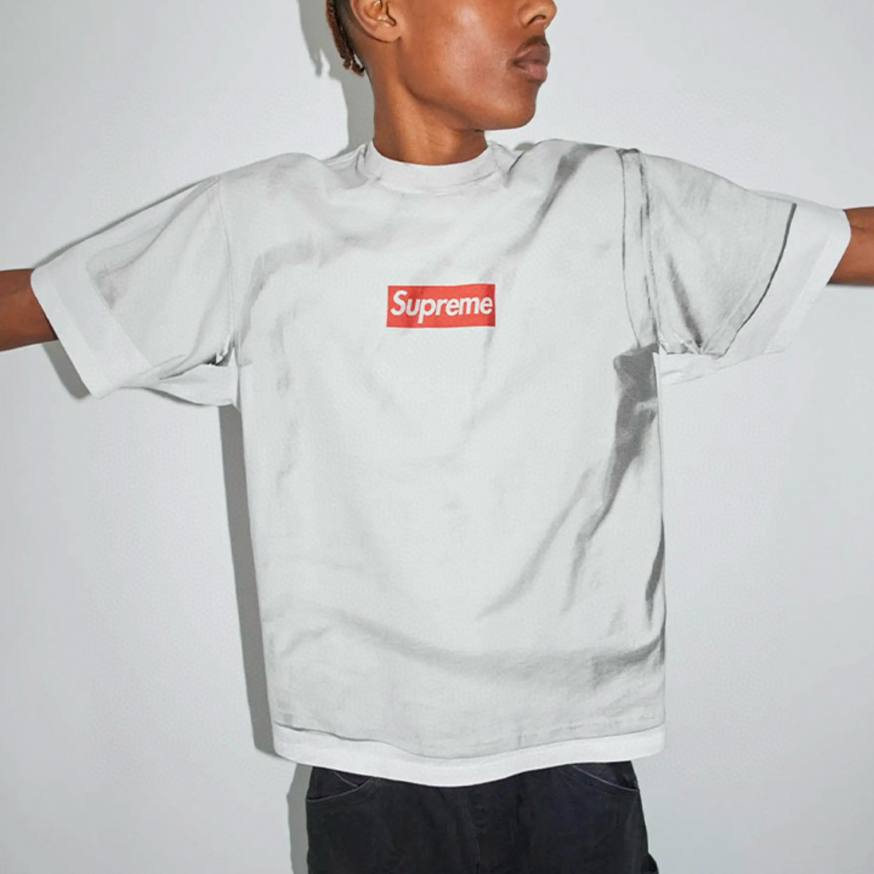 NIGO Supreme x MM6 Maison Margiela Men's and Women's Summer Deconstructed False Two Piece Square Logo Short Sleeve T-Shirt #nigo99239