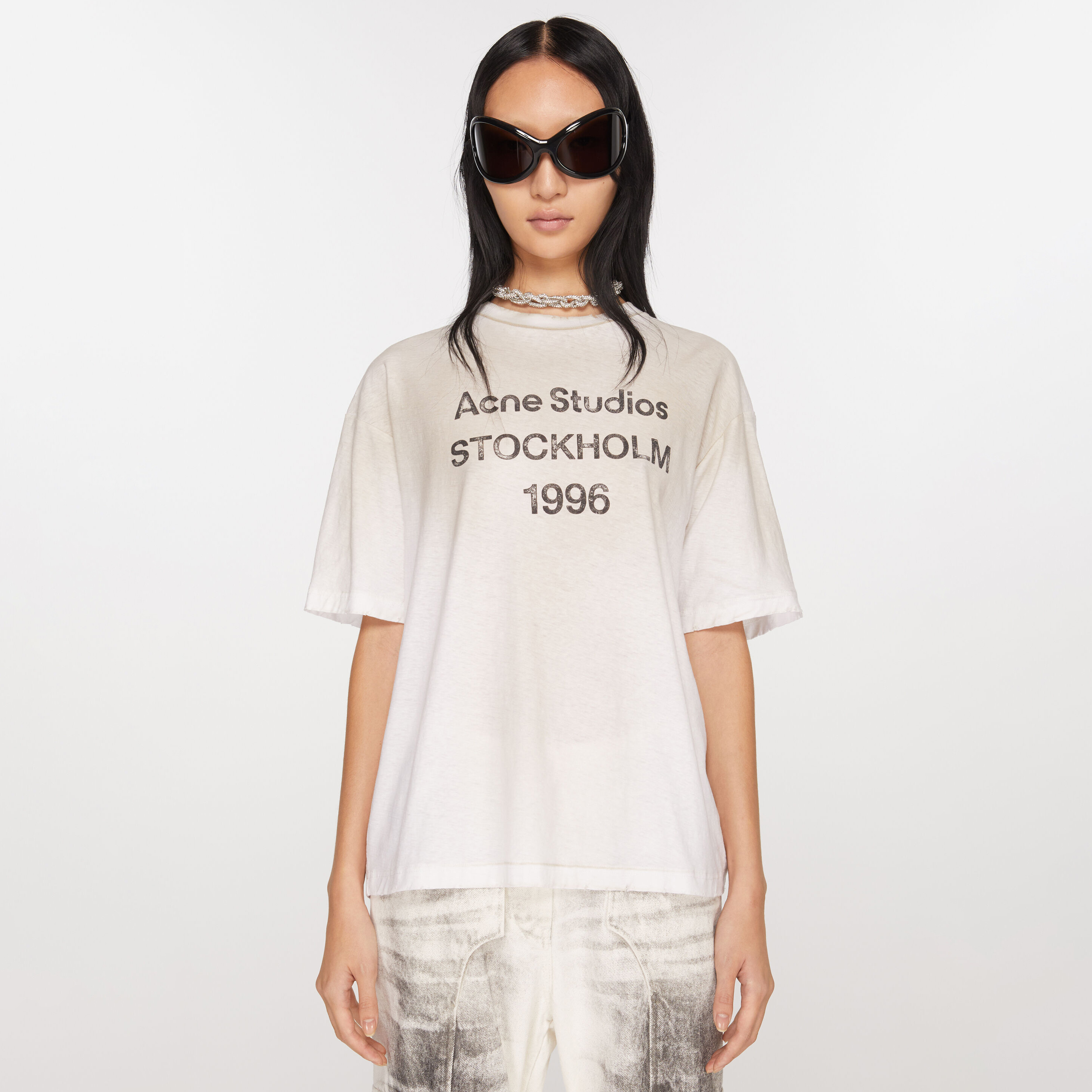 NIGO Acne Studios Men's and Women's Letter Logo Vintage Spray Paint Aged Round Neck Short Sleeve T-Shirt #nigo99243