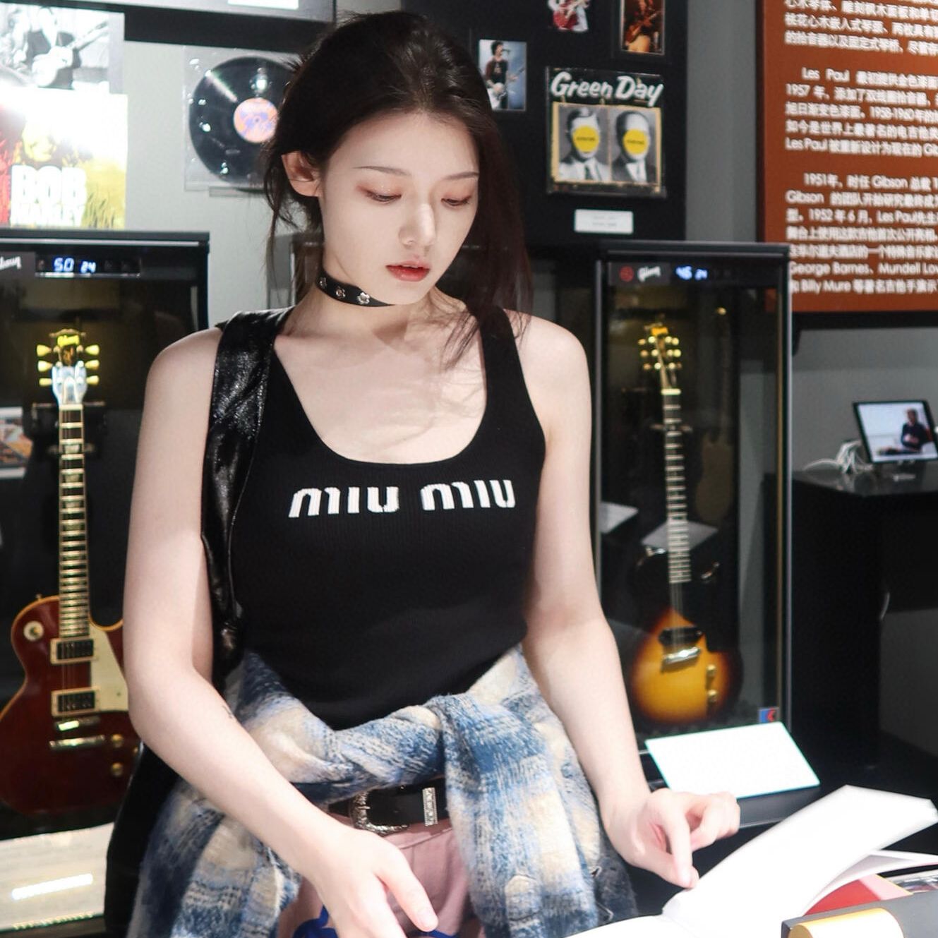 NIGO MiuMiu Women's Summer Logo Print Black Slimming High Stretch Knit Sleeveless Tank Top #nigo99246