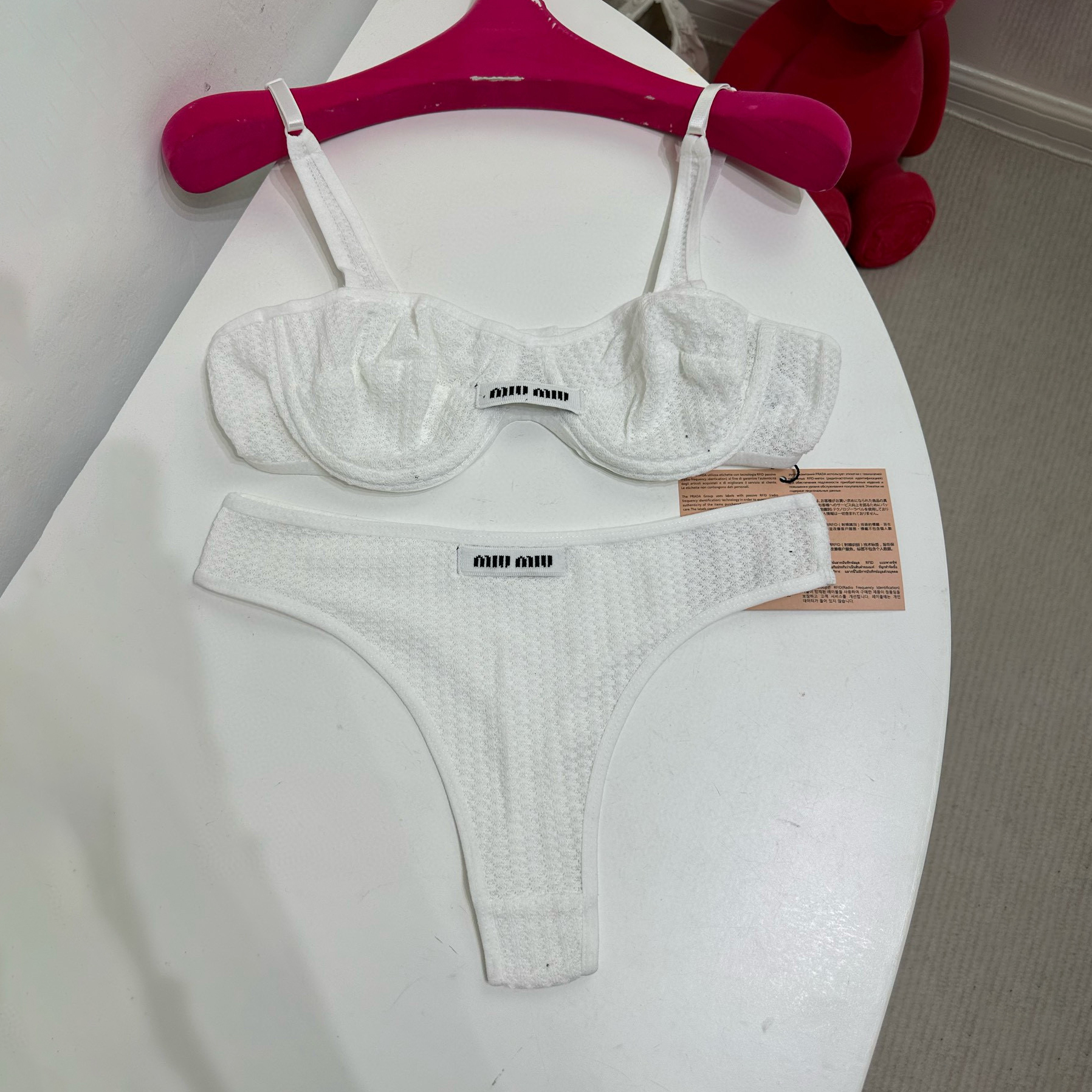 NIGO MiuMiu Women's Summer Solid Color Monogram Printed Bra Triangle Panty Underpants Set Suit #nigo99242