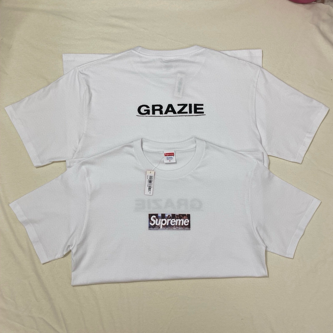 NIGO Supreme Week 11 Milan Last Supper Men's & Women's White Leonardo da Vinci The Last Supper Box Logo Print Solid Colour Casual Round Neck Short Sleeve T-Shirt #nigo99265