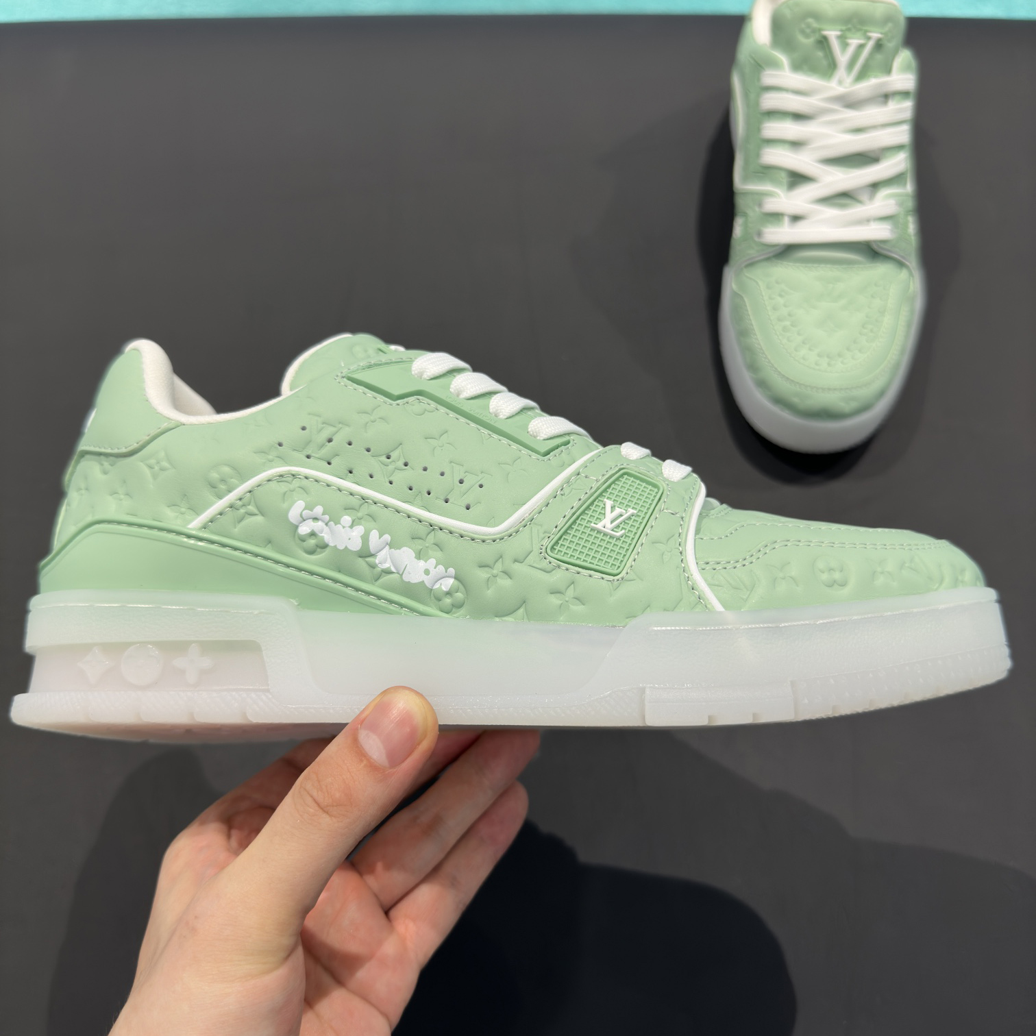 NIGO Louis Vuitton Men's and Women's Round Toe Thick Bottom Lace Up Low Top Board Shoes Leather Shoes #nigo99248