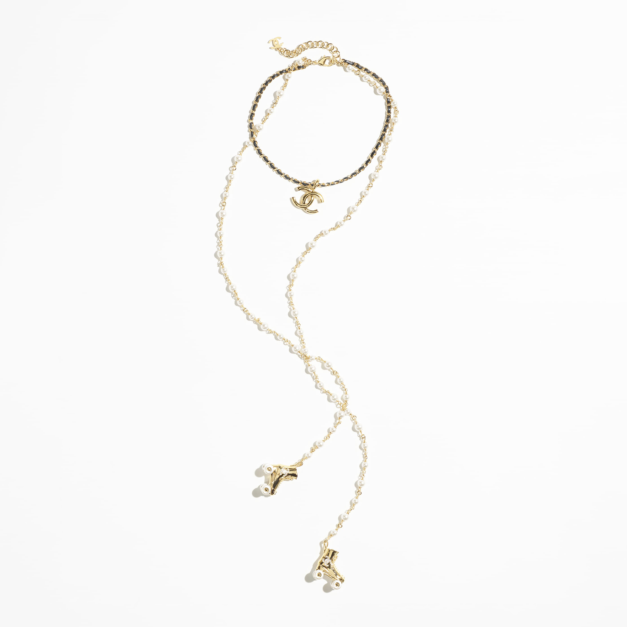 NIGO Chanel Women's Roller Skate Pendant Pearl Necklace Jewelry #nigo99253