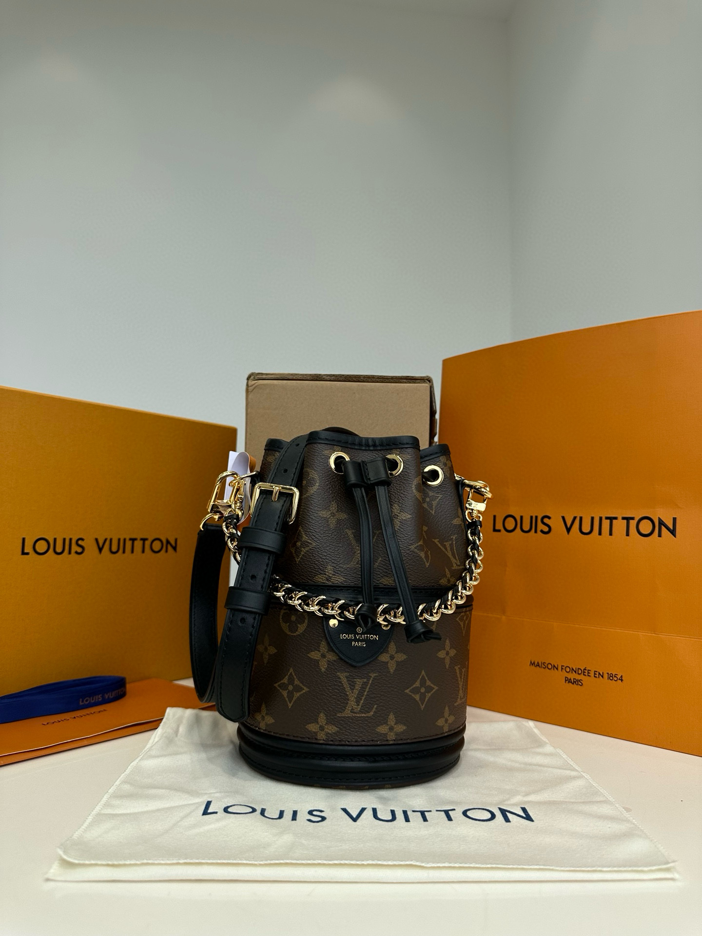 NIGO Louis Vuitton Canoé Women's Alphabet Printing Drawstring Closure Brown Black Canvas Spell Cowhide Bucket Bag Shoulder Crossbody Bags #nigo99267