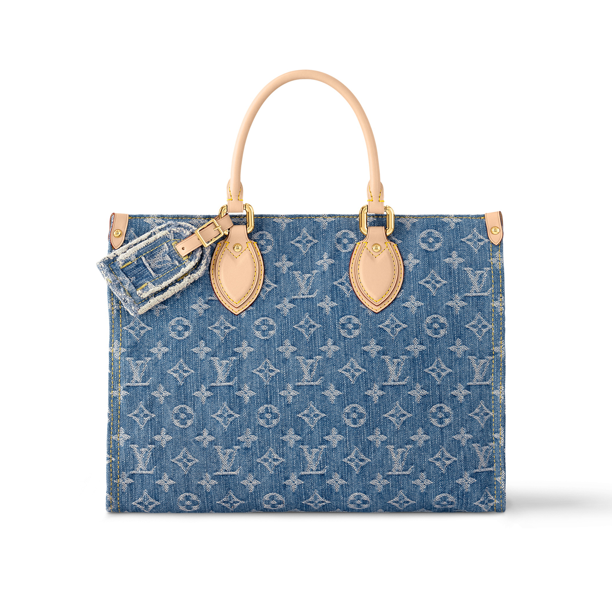 NIGO Louis Vuitton OnTheGo Women's Blue Denim Patchwork Cowhide Alphabet Print Shopping Bag Tote Bags #nigo99266