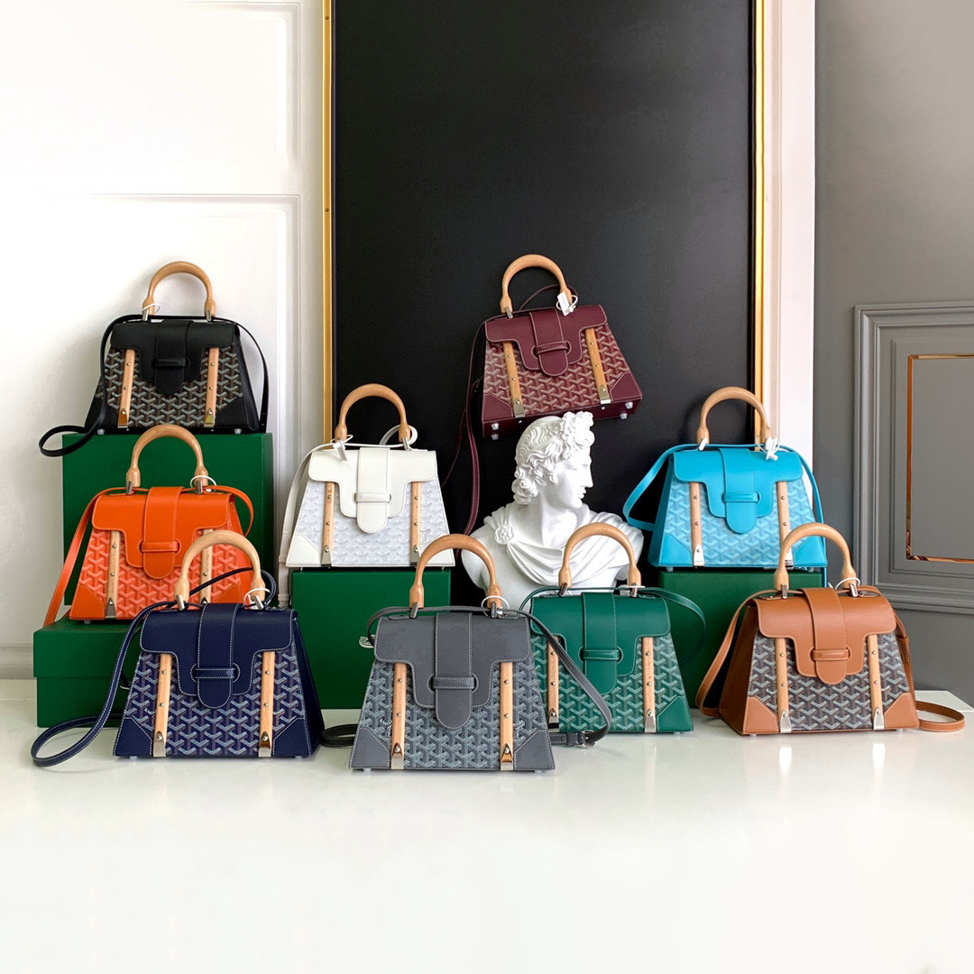 NIGO Goyard PM Saigon Exquisite Leather Printed Wooden Carrying Handle Crossbody Bag Bags #nigo99278