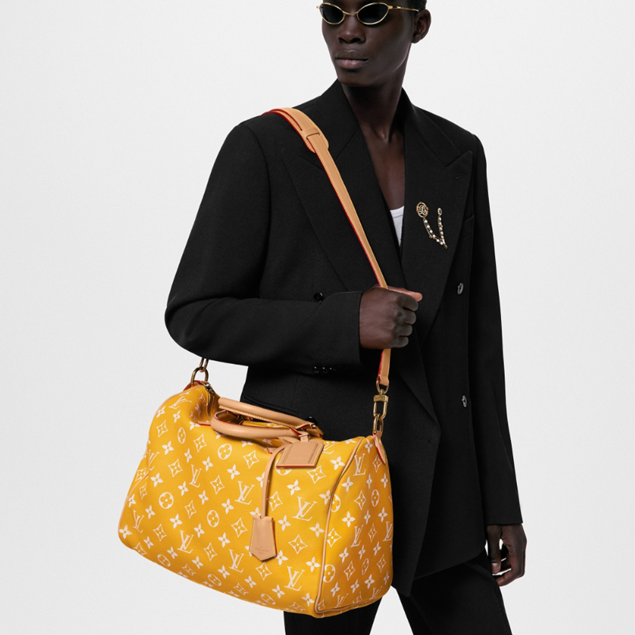 NIGO Louis Vuitton Men's Fashion Solid Color Adjustable Detachable Shoulder Strap SPEEDY P9 BANDOULIÈRE 40 Handbags Leather Shoulder Bags #nigo99287