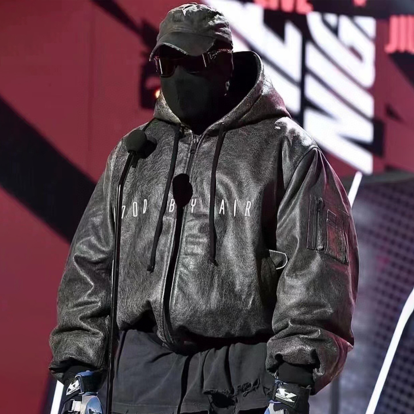 NIGO HOOD BY AIR Men's Winter Solid Color Retro Burst Pattern Long Sleeved Hooded Leather Coat Jacket Ngvp #nigo6258