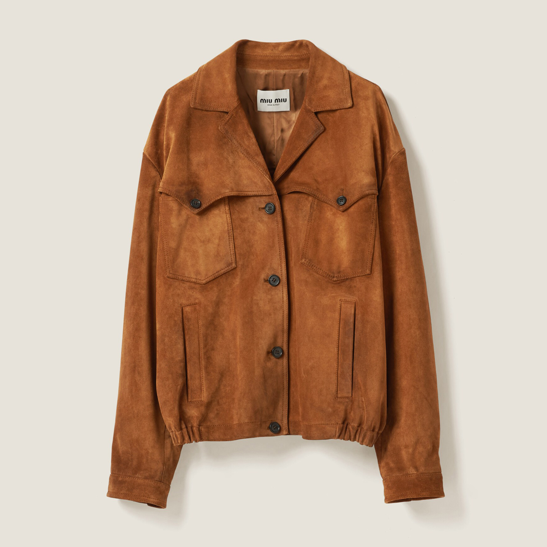 NIGO MiuMiu Women's Autumn and Winter Brown Letter Printed Lapel Single Breasted Suede Long Sleeve Jacket #nigo99296