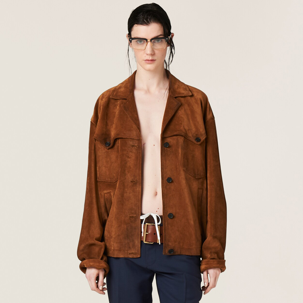 NIGO MiuMiu Women's Autumn and Winter Brown Letter Printed Lapel Single Breasted Suede Long Sleeve Jacket #nigo99296