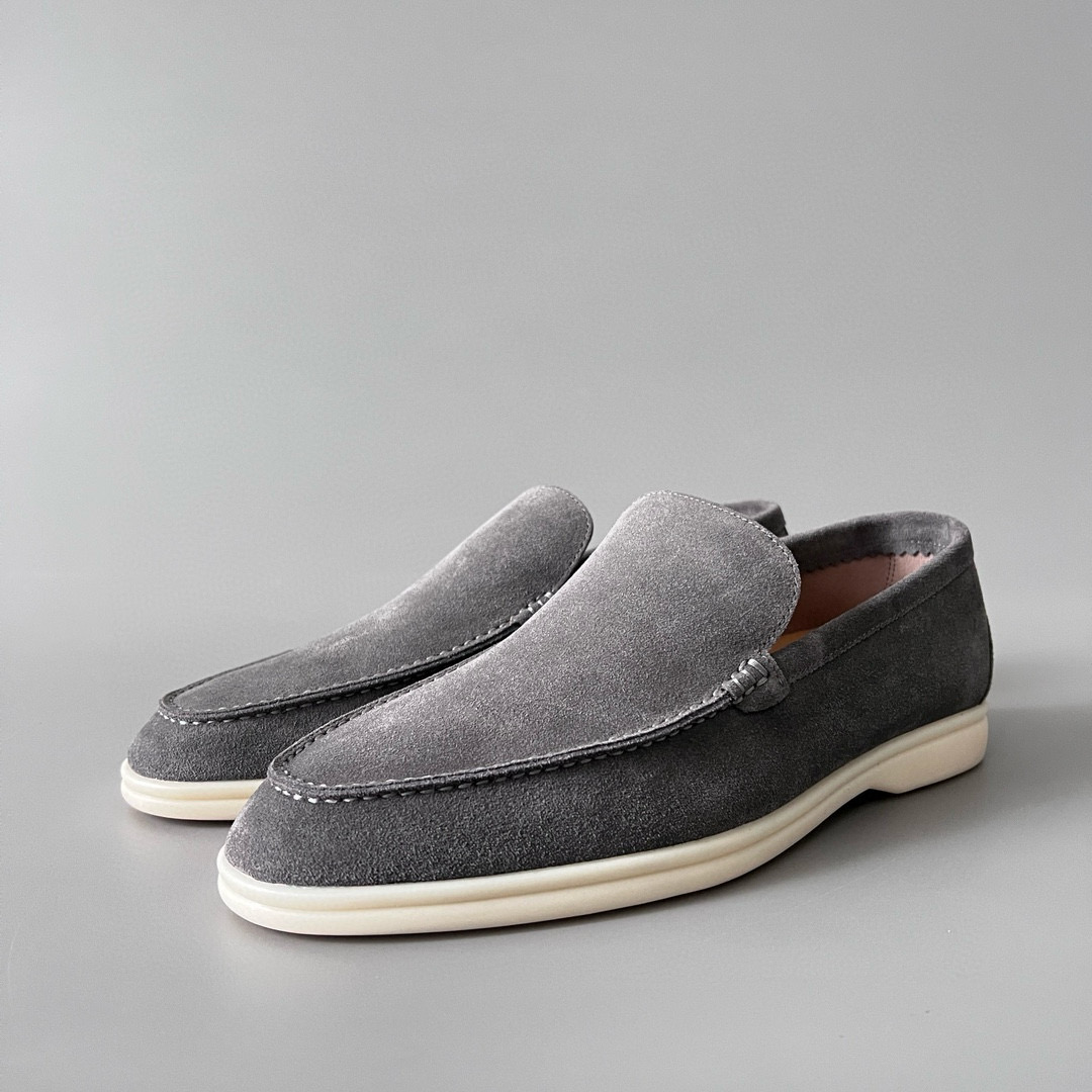 NIGO Loro Piana Summer Walk Men's Spring Summer Grey Suede Leather Loafers Casual Shoes #nigo99324
