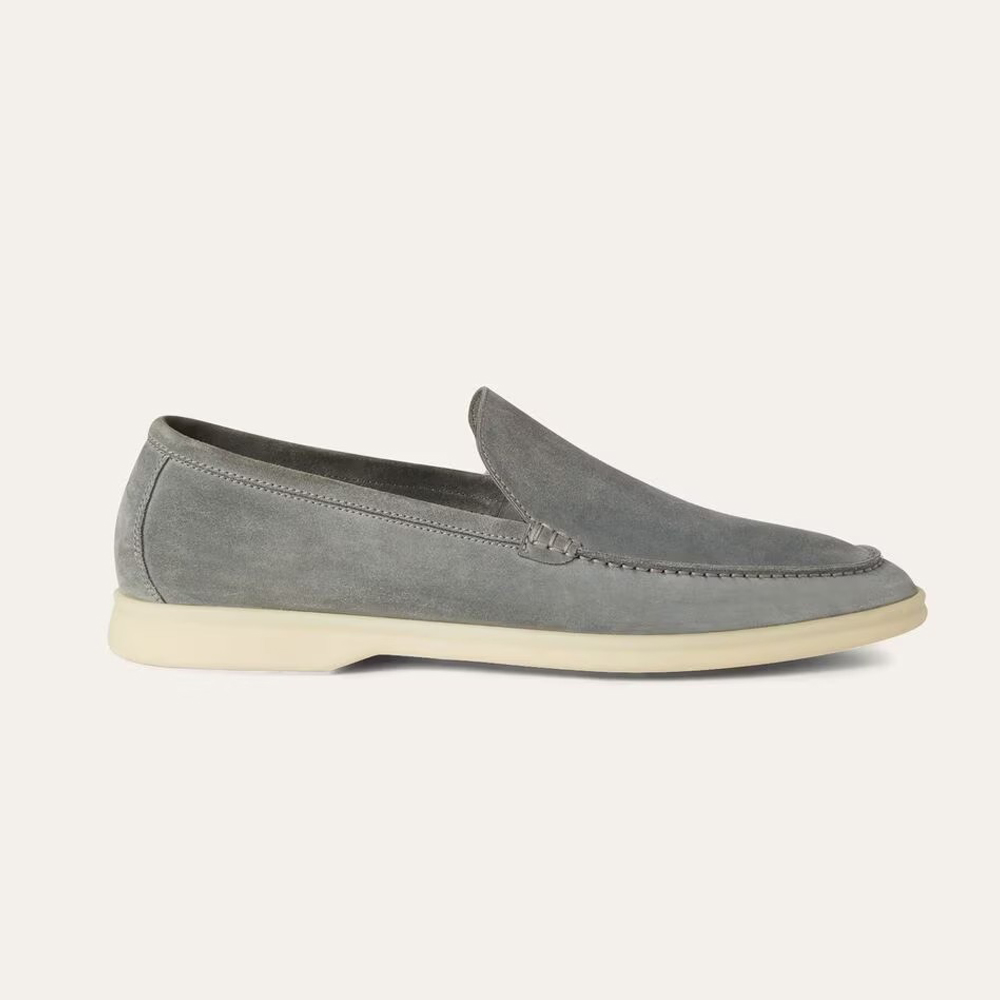 NIGO Loro Piana Summer Walk Men's Spring Summer Grey Suede Leather Loafers Casual Shoes #nigo99324