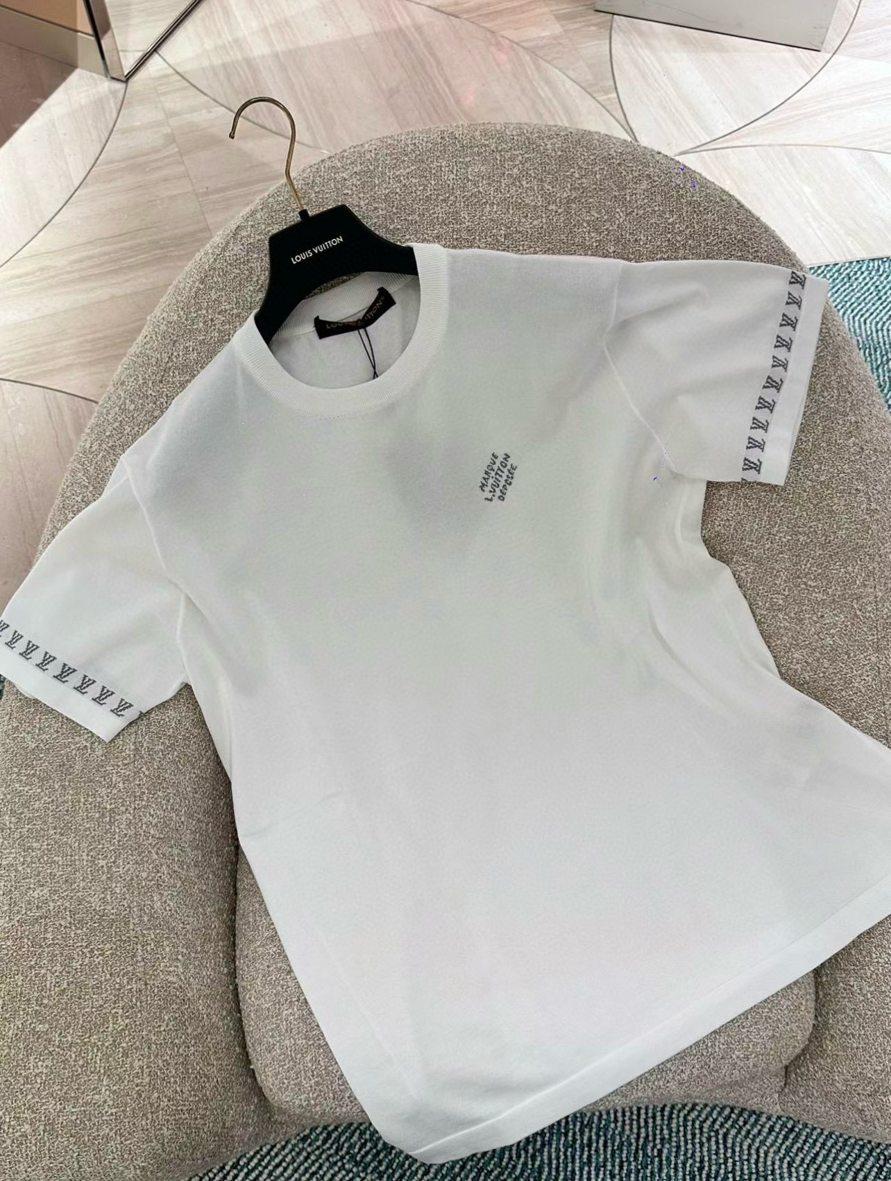 NIGO Louis Vuitton Men's Summer White Cotton Jersey Fabric Round Neck Short Sleeve T-shirt #nigo99328