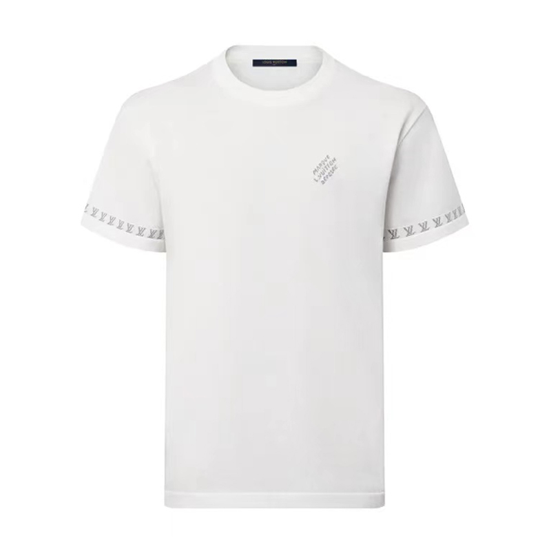 NIGO Louis Vuitton Men's Summer White Cotton Jersey Fabric Round Neck Short Sleeve T-shirt #nigo99328