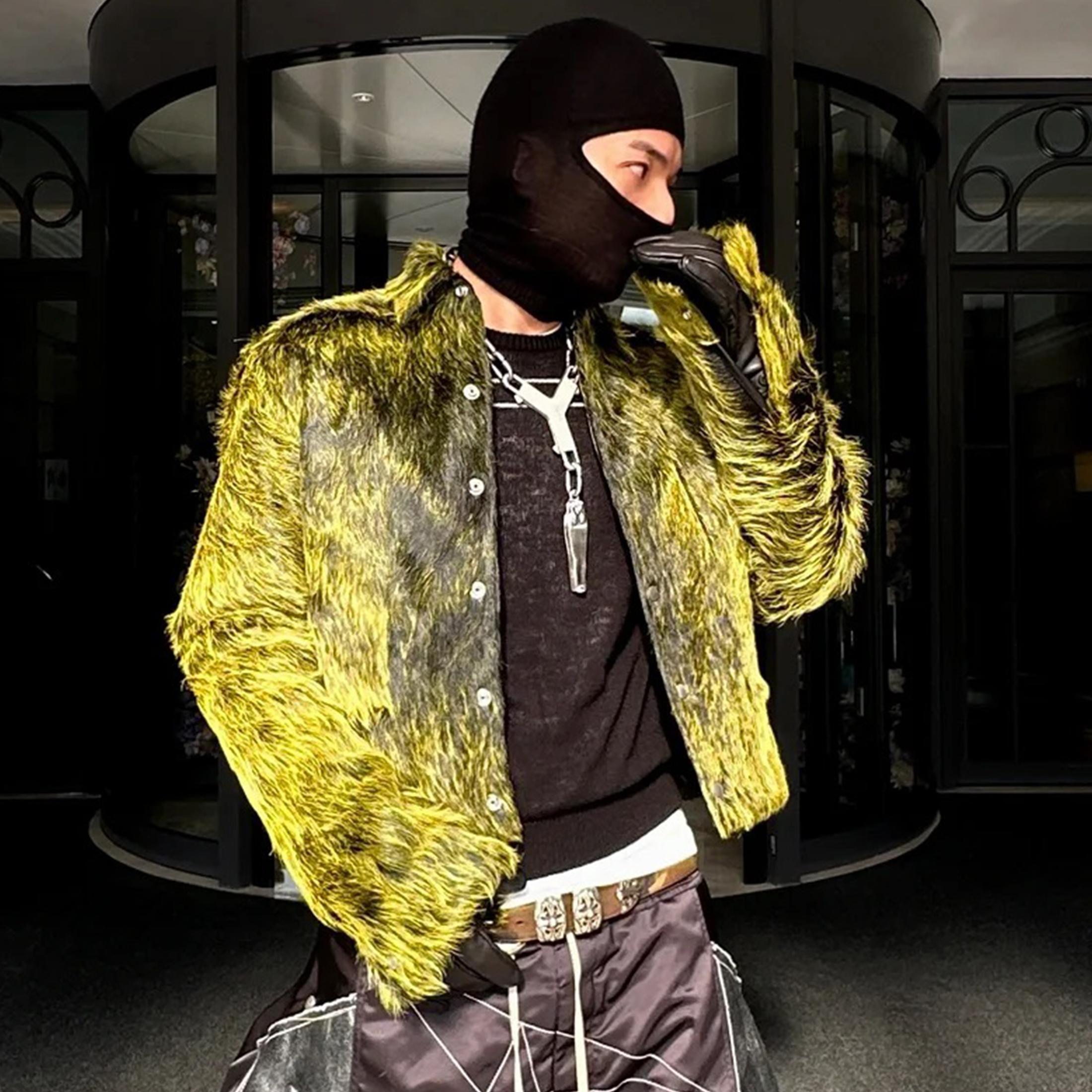 NIGO Rick Owens Men's spring and fall trend of high street retro yellow-green plush cowhide jacket lapel single-breasted casual jacket Ngvp #nigo8247