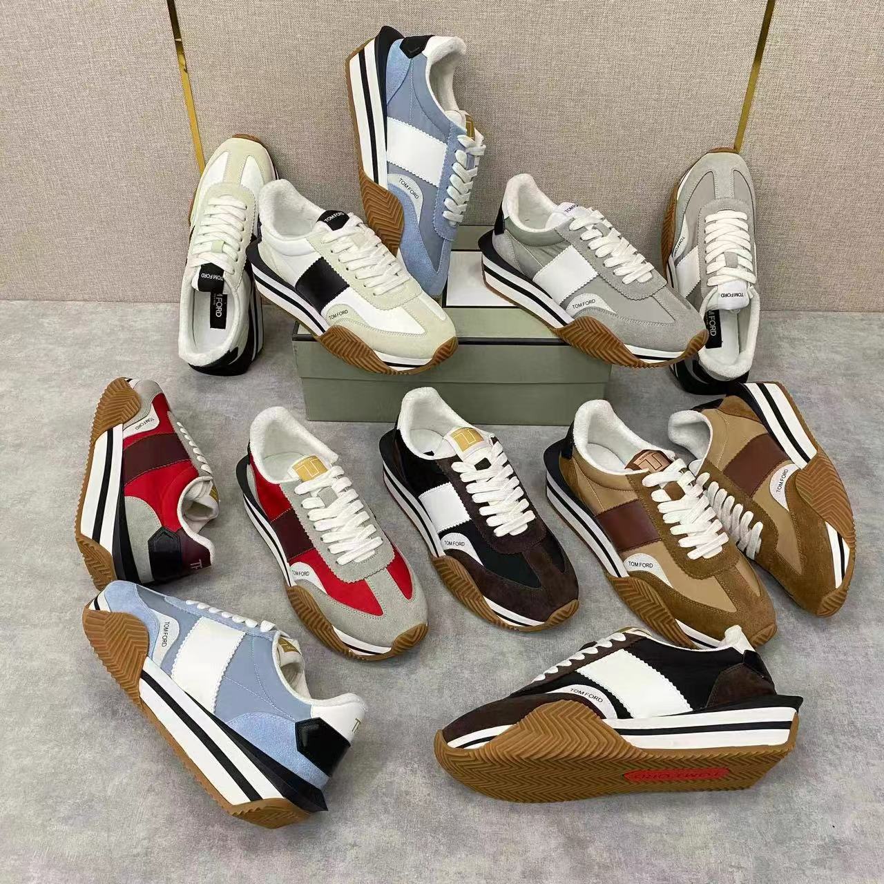 NIGO Tom Ford Men's Suede Leather Low Top Lace Up Chunky Sneakers Shoes #nigo99323