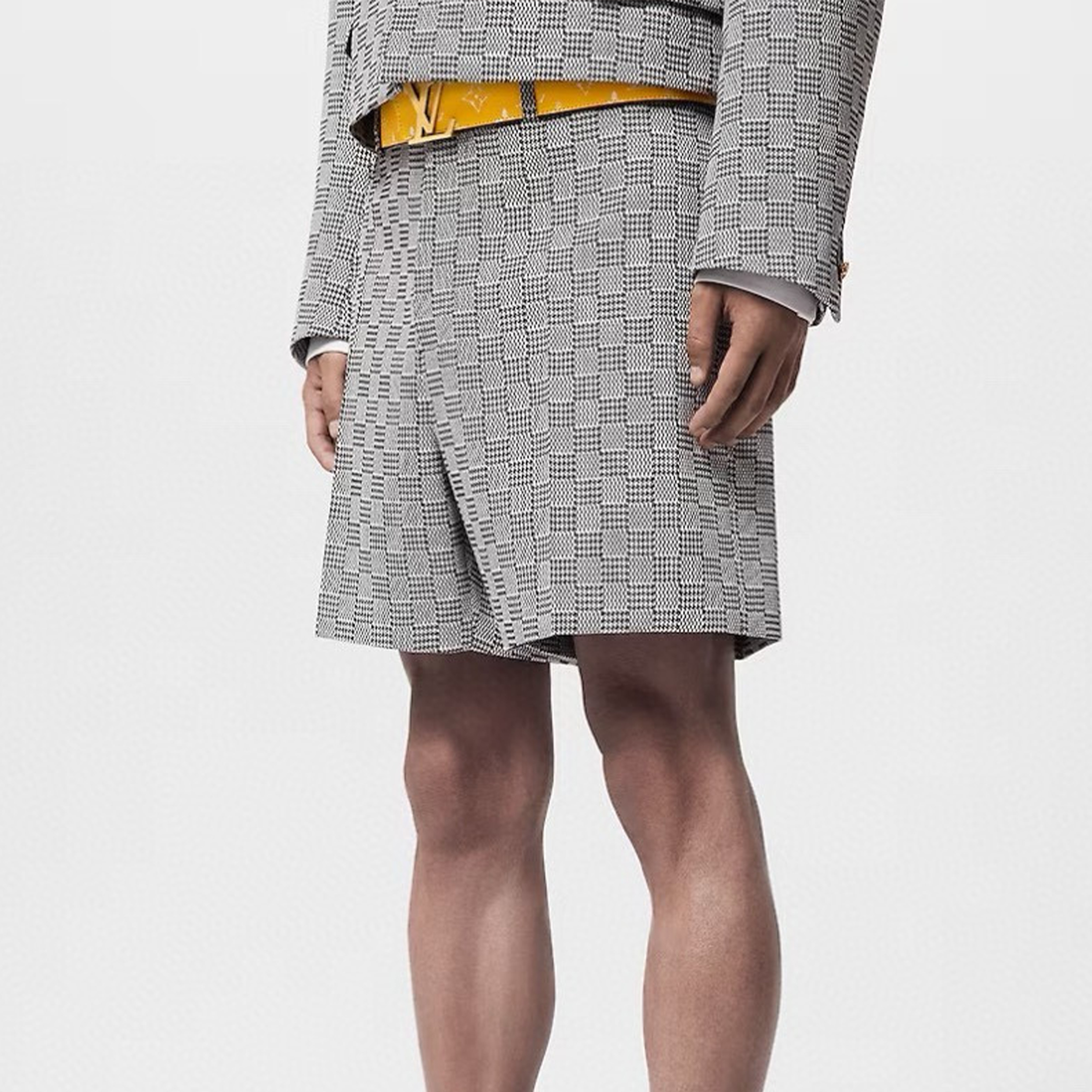 NIGO Louis Vuitton Men's Summer Solid Color DAMIER Bird Plaid Jacquard Slim Fit Cotton Wool Fashion Casual Suit Shorts Ngvp #nigo8269