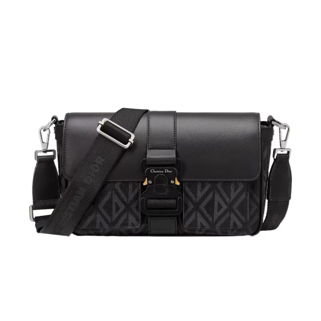 NIGO Dior Men's Black CD Diamond Printed Smooth Cowhide Leather Crossbody Shoulder Bag #nigo99337