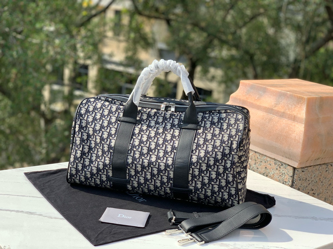 NIGO Dior Men's and Women's Oblique Printed Cowhide Leather Patchwork Duffel Bag Bags #nigo99338