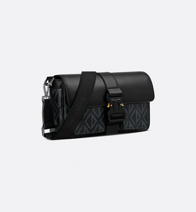 NIGO Dior Men's Black CD Diamond Printed Smooth Cowhide Leather Crossbody Shoulder Bag #nigo99337