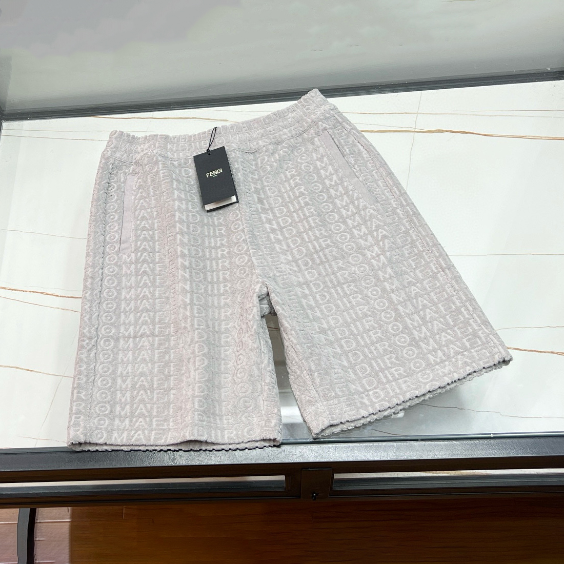 NIGO Fendi Men's Summer Solid Colour Letter Logo Print Drawstring Straight Casual Short Pants #nigo99347