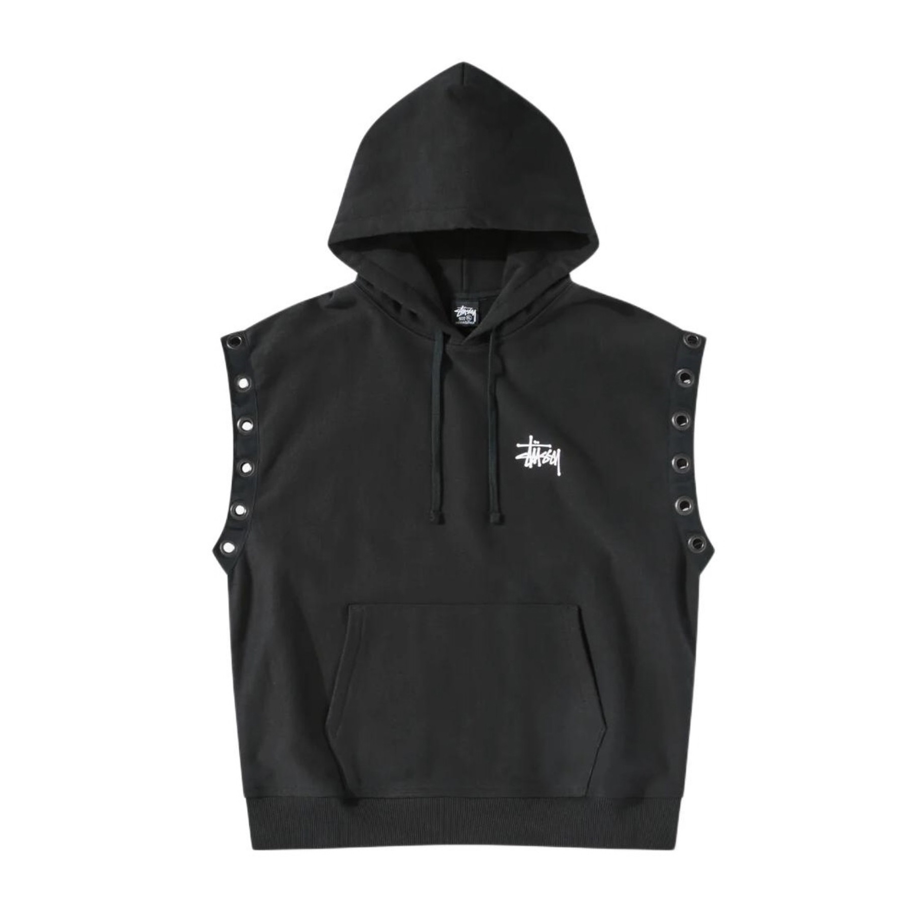 NIGO Stussy x JUNYA WATANABE Men's and Women's Spring & Autumn Black Letter Logo Round Collar Sleeveless Hooded Vest #nigo99366