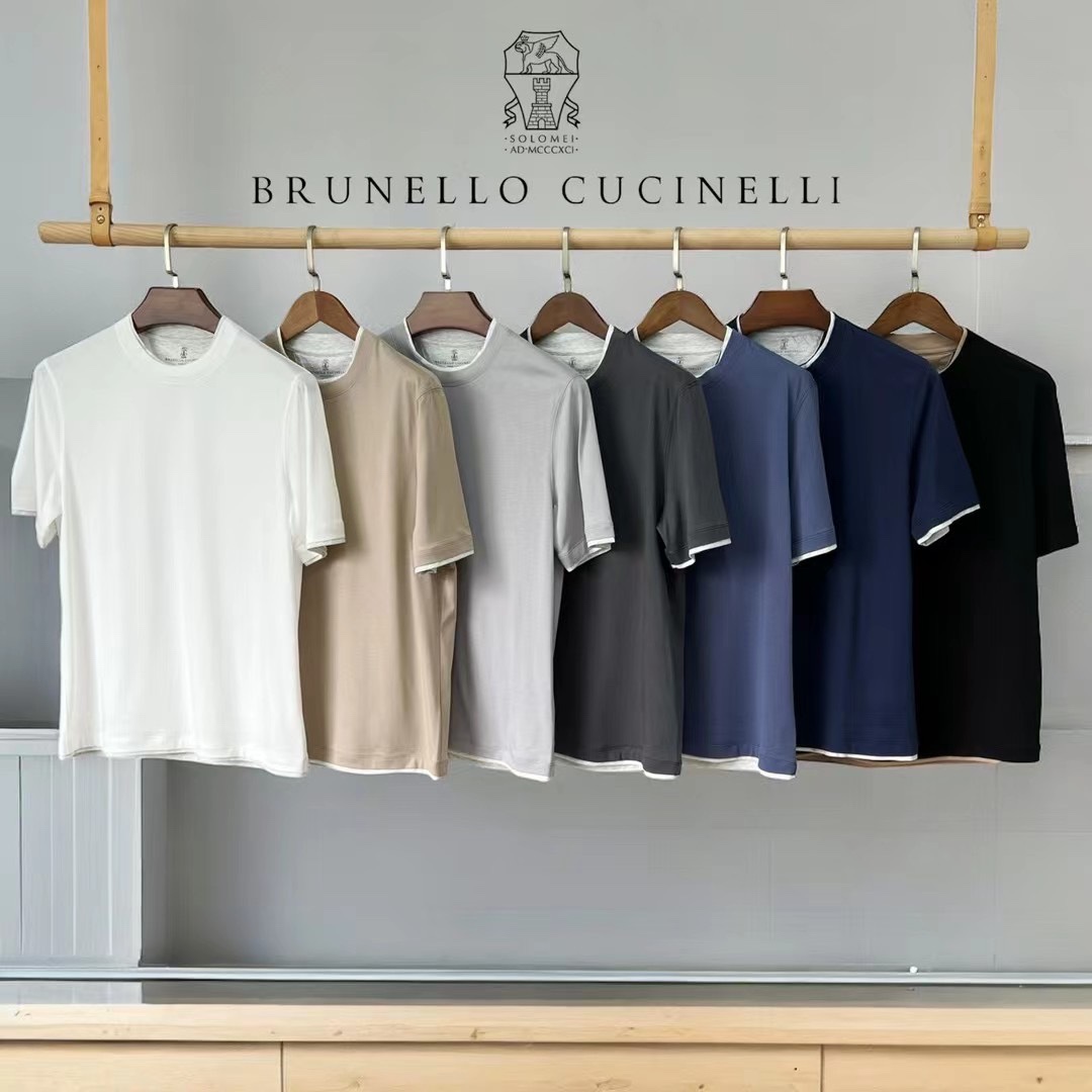 NIGO Brunello Cucinelli Men's Spring And Summer Fashion Trend Color Blocking Classic Short-sleeved Comfortable Positive Shoulder Round Neck T-shirt Tops #nigo99379