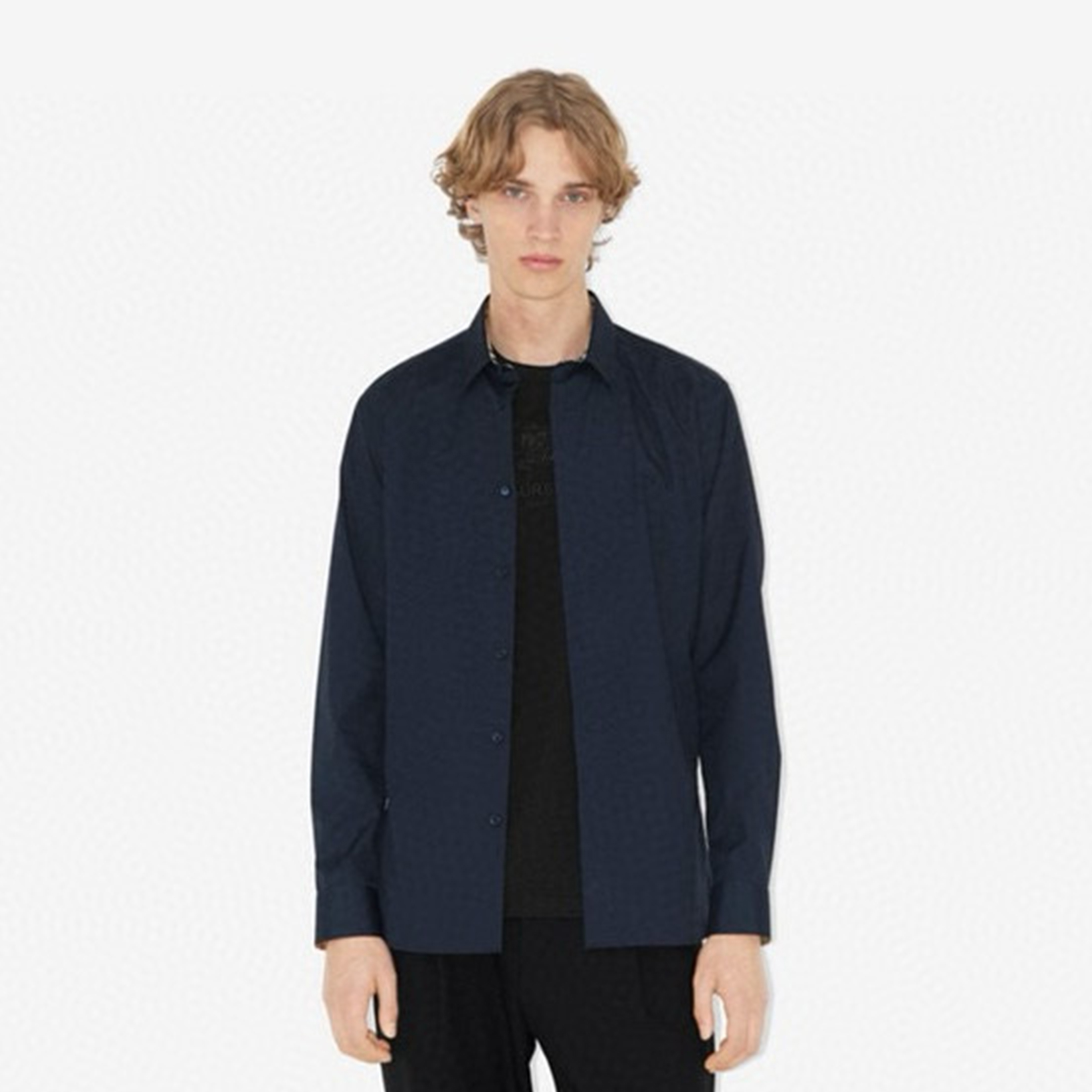 NIGO Burberry Men's Four Seasons Equestrian Rider Embroidered Logo Plaid Slim Fit Solid Color Long Sleeve Shirt #nigo99377