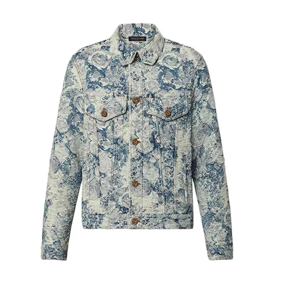 NIGO Louis Vuitton Men's Women's Spring And Autumn Cotton Denim Jacquard Embroidered Flower Denim Jacket Lapel Casual Jacket #nigo99381