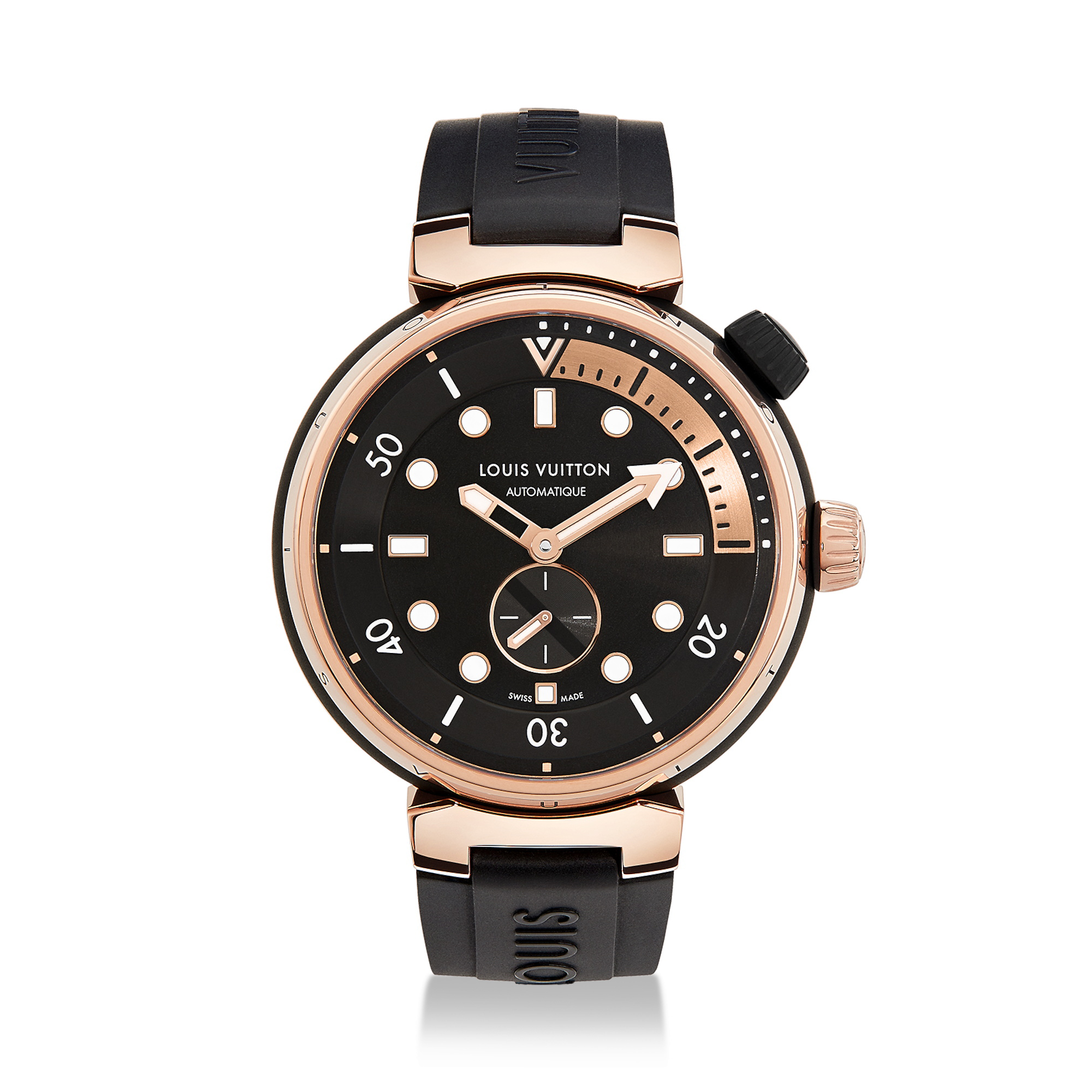 NIGO Louis Vuitton Men's TAMBOUR STREET DIVER Steel Dial Rubber Strap Automatic Mechanical Watch 44 mm #nigo99382