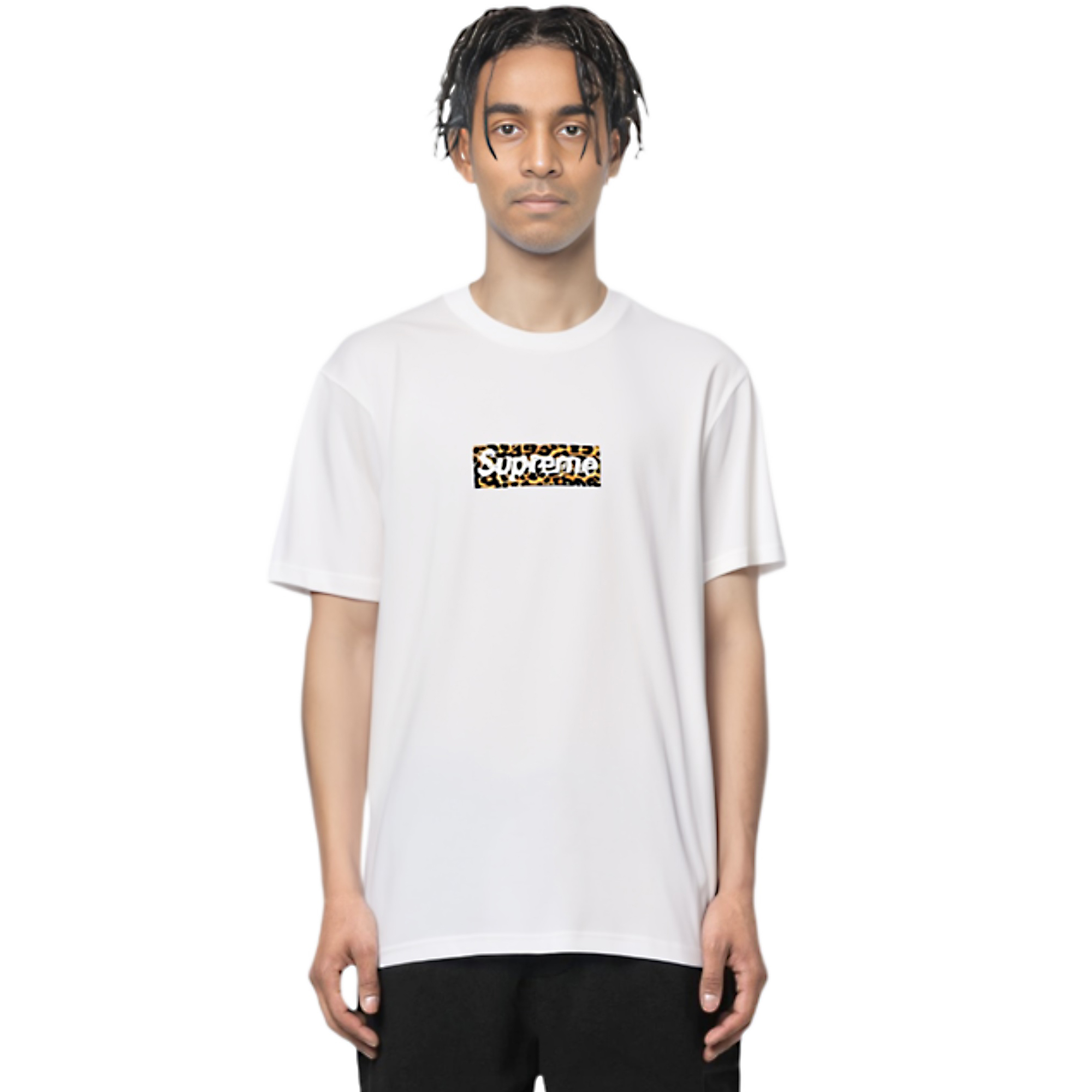 NIGO Supreme Men's And Women's Summer White Shanghai Opening Limited Leopard Box Logo Short Sleeve T-shirt #nigo99419