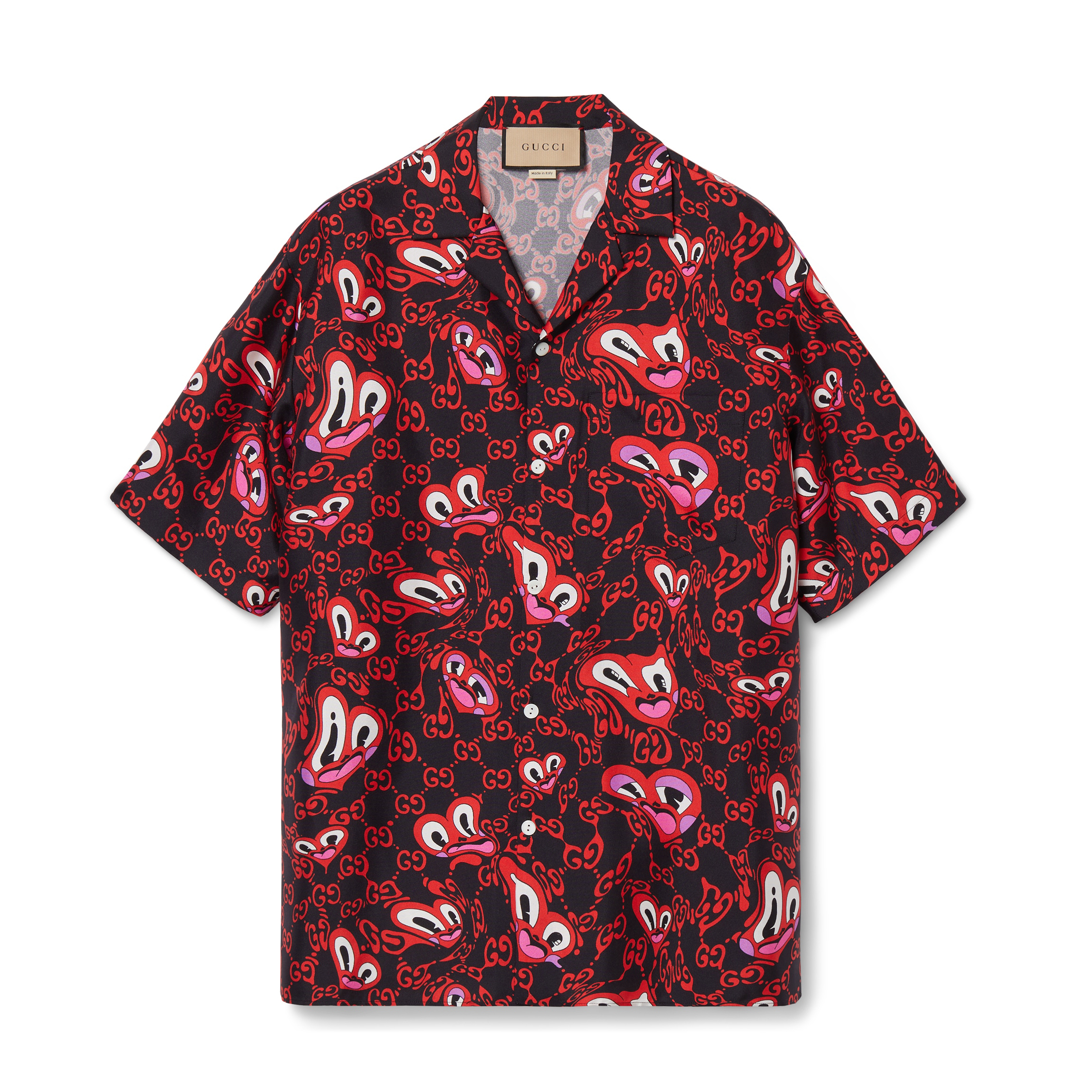 NIGO Gucci Men's Summer Red Cartoon Printed Casual Single Breasted Short Sleeve Shirt #nigo99433