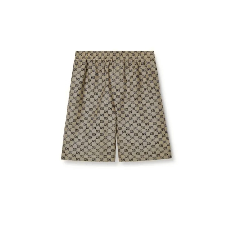 NIGO Gucci Men's Spring/summer Vintage Logo Jacquard Shorts Linen Blend Premium Luxury Colorblocking Shorts #nigo99444