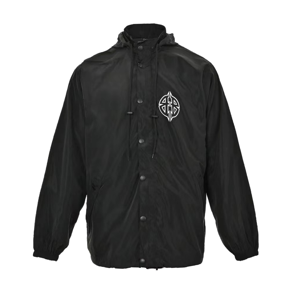 NIGO Balenciaga Men's Spring/Summer Black Tech Poplin Single Breasted Zip Hooded Jacket #nigo99428