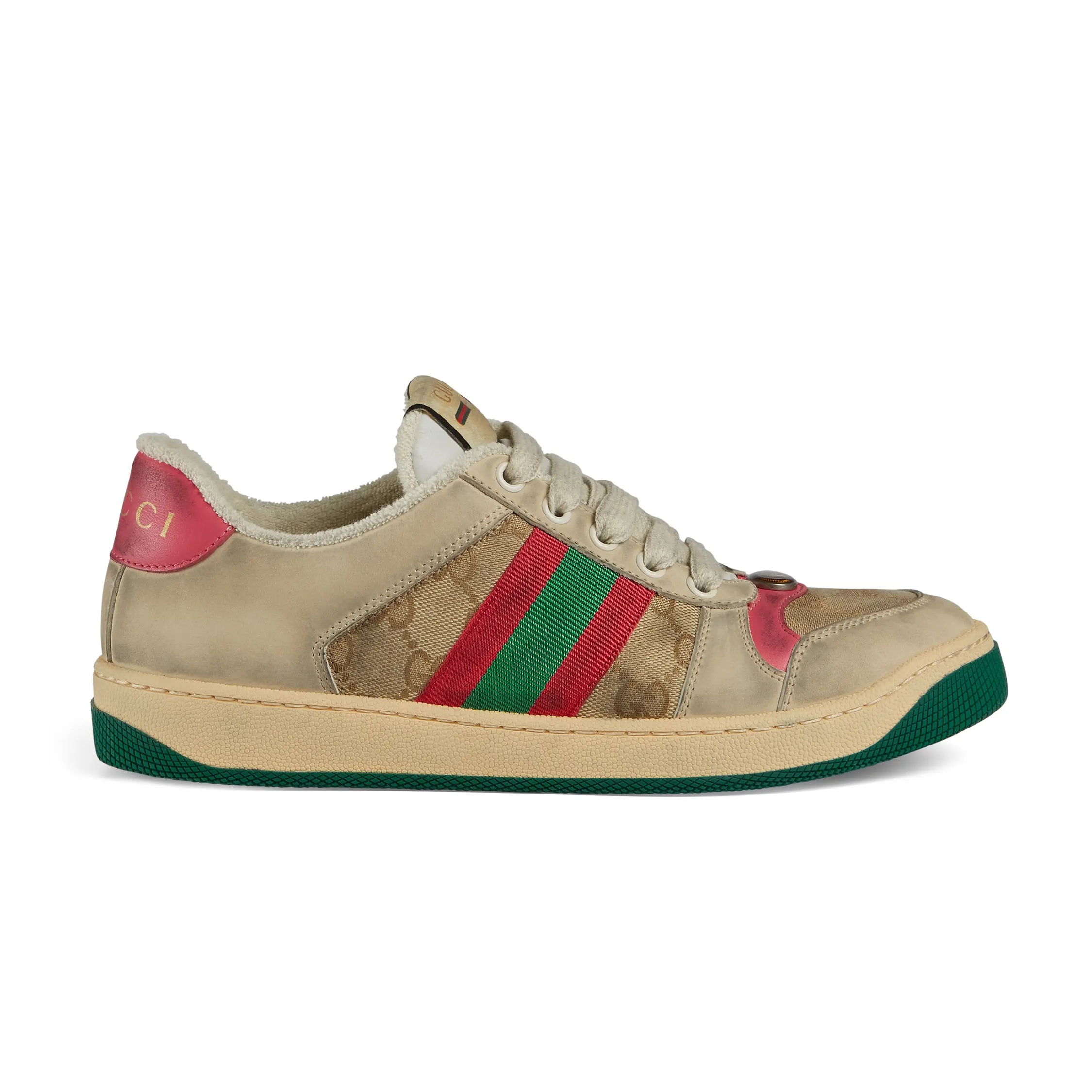 NIGO Gucci Screener Men's and Women's Double G Letter Printed Old Dirty Board Shoes Lace-up Sneakers #nigo99429