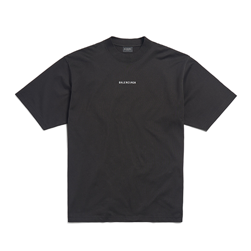 NIGO Balenciaga Tape Type Double Front Men's Summer Black Vintage Plain Knit Large Silhouette Short Sleeve T-Shirt #nigo99438
