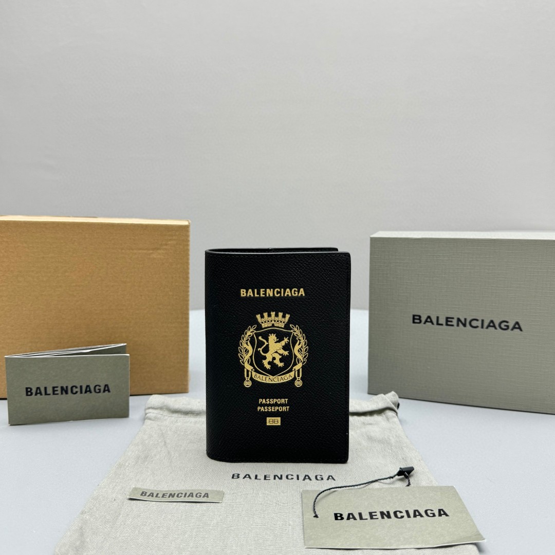 NIGO Balenciaga Black Gold Luxury Leather Passport Case Bag Bags #nigo99432