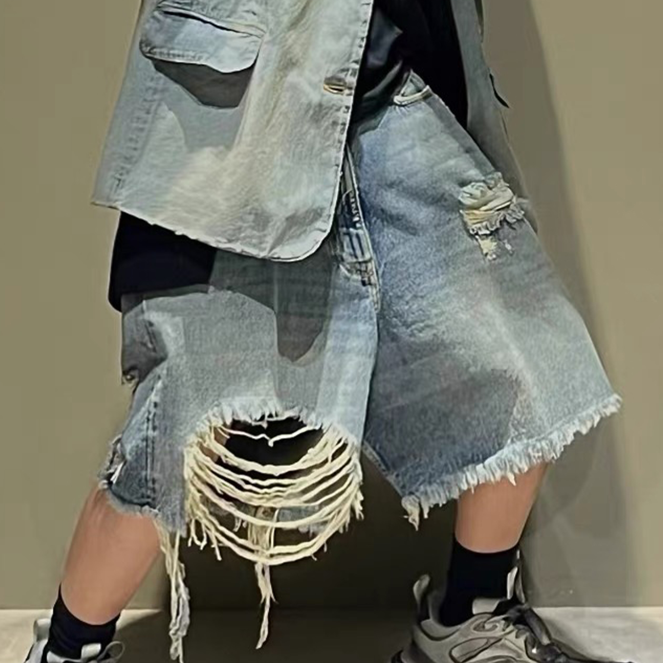 NIGO Balenciaga Men's Women's Summer Solid Color Destruction Doing Old Loose Casual Shorts Ngvp #nigo8282