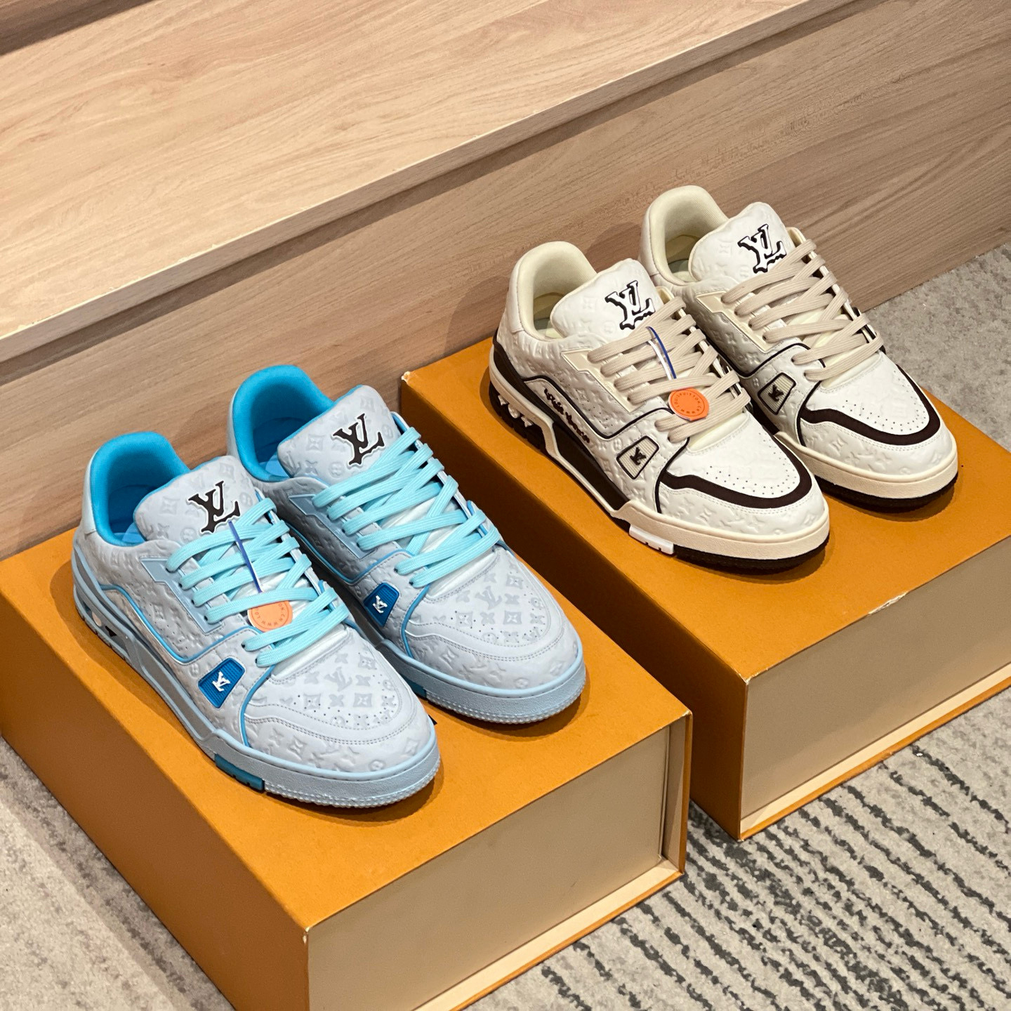 NIGO Louis Vuitton Trainer Men's Clashing Colours Round Toe Leather Lace Up Low Top Board Shoes #nigo99442