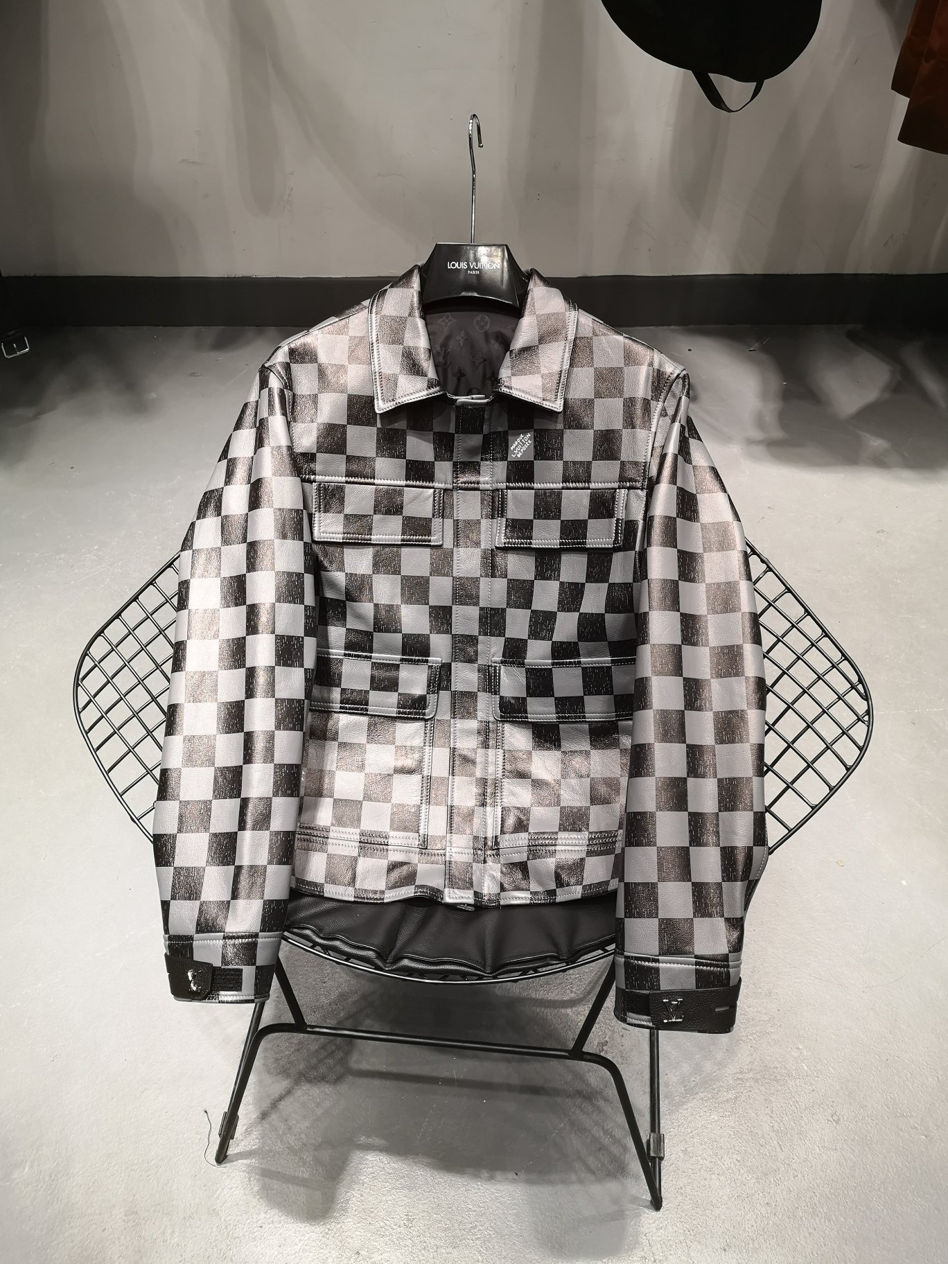 NIGO Louis Vuitton Men's Fall And Winter Casual Colorblocking Checkerboard Leather Jacket Letter Logo Temperament Jacket #nigo6238