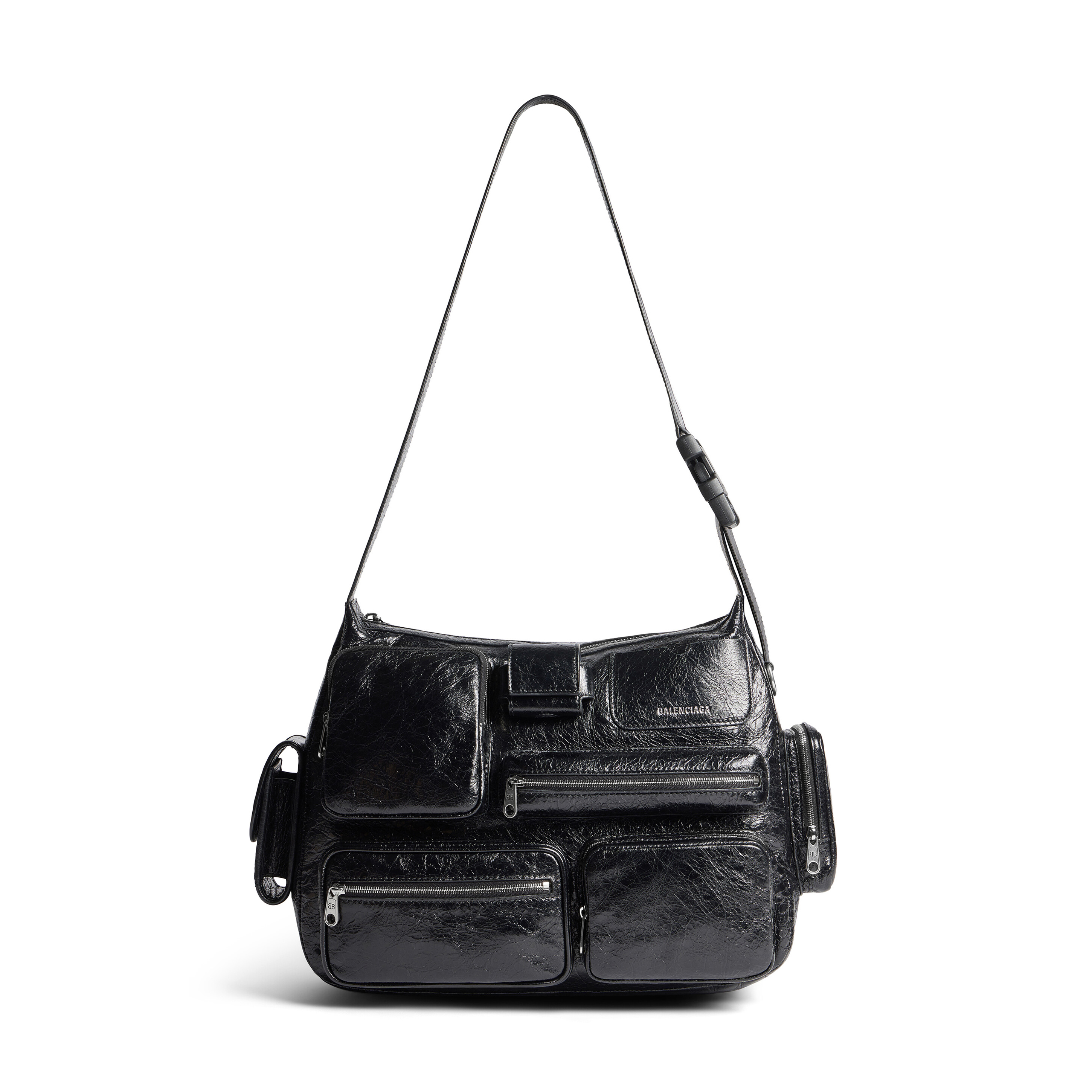 NIGO Balenciaga Men's Superbusy Black Fine Grain Sheep Leather Tote Shoulder Messenger Bag Bags #nigo99447