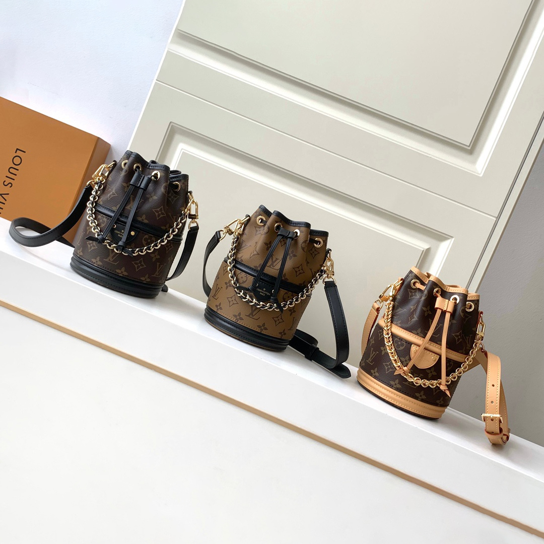 NIGO Louis Vuitton Canoé Women's Alphabet Printing Drawstring Closure Brown Black Canvas Spell Cowhide Bucket Bag Shoulder Crossbody Bags #nigo99452
