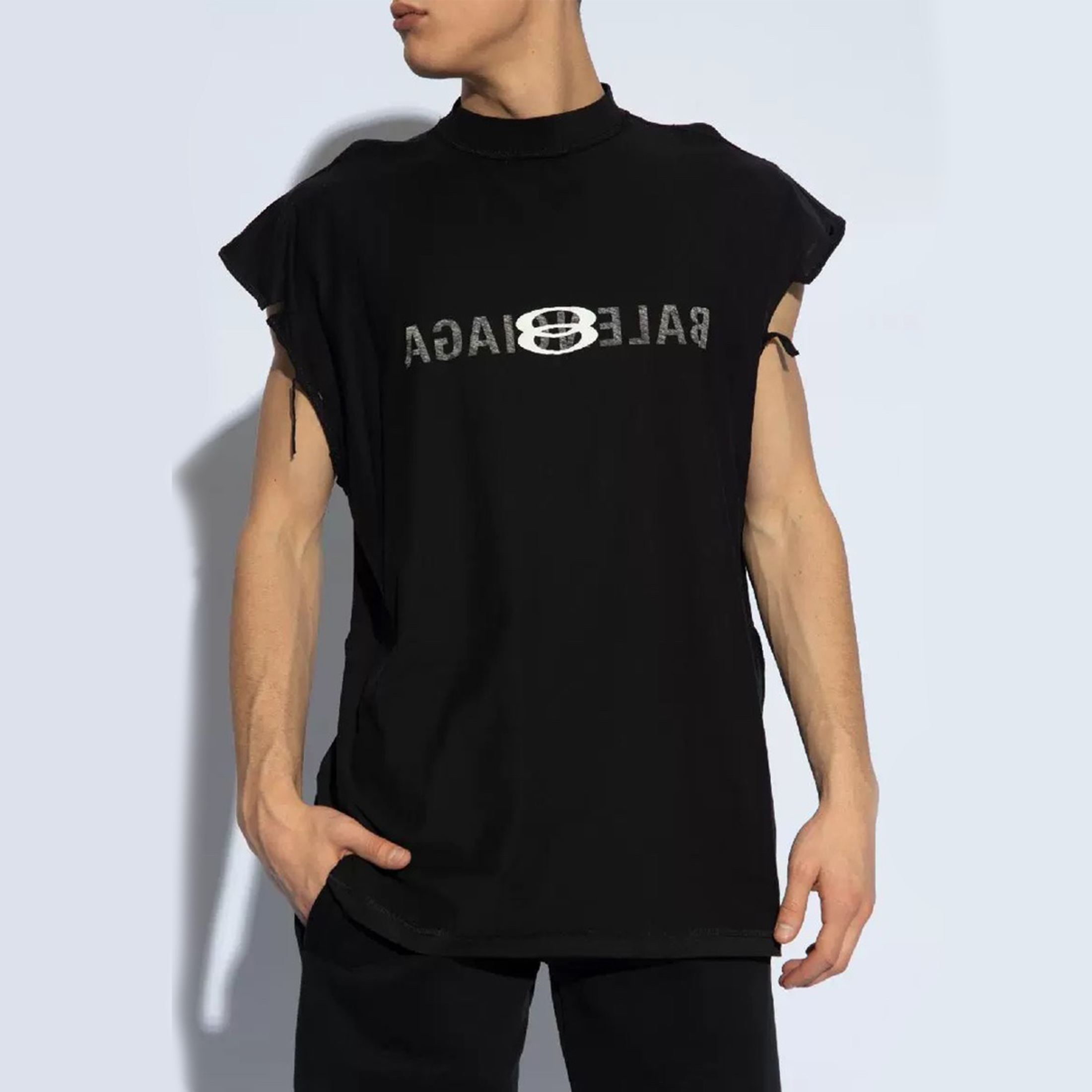 NIGO Balenciaga Men's Spring And Summer Fashion High Street Letters Logo Black Short-sleeved Top Retro Old Trend T-shirt #nigo71211