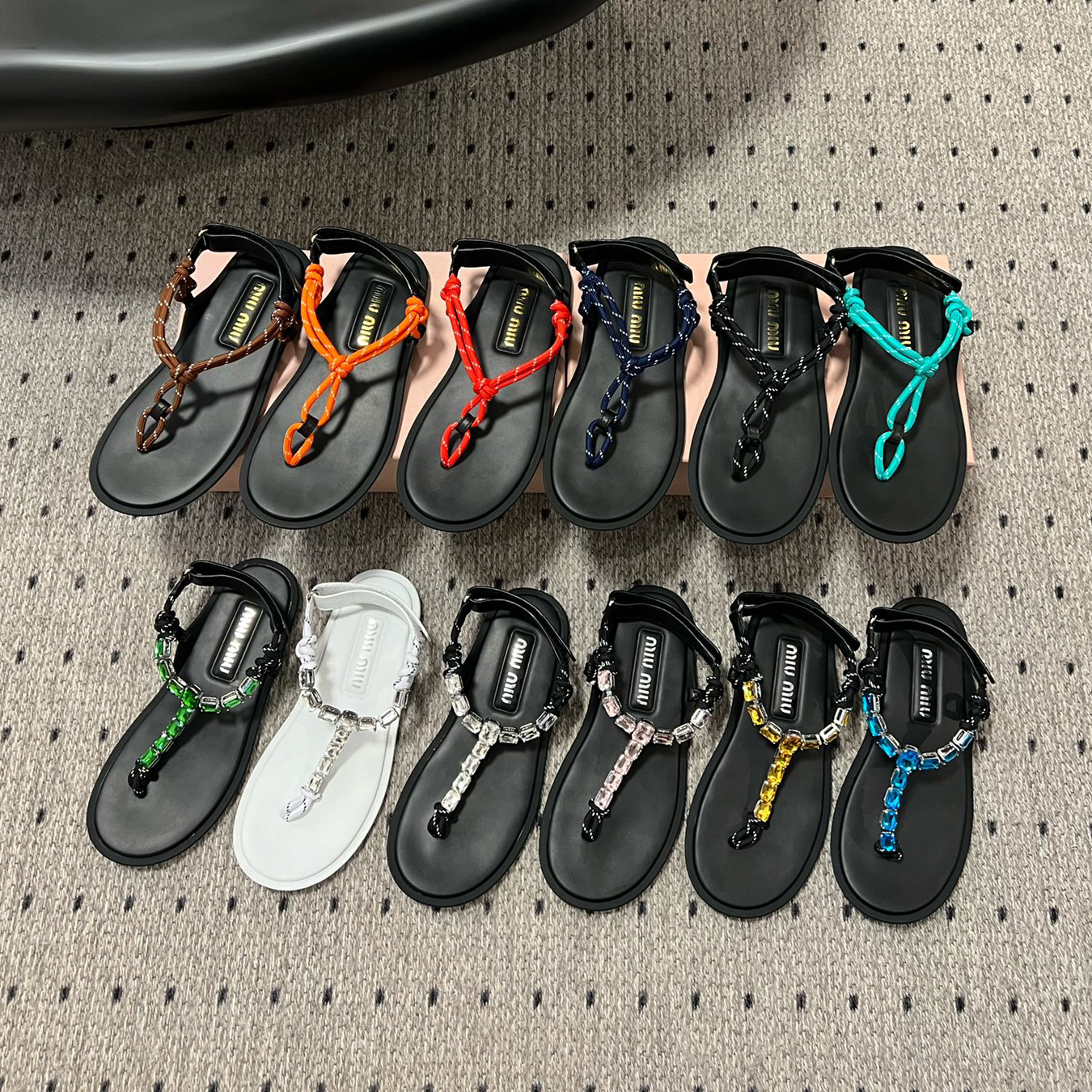 NIGO Miu Miu Women's Summer Riviere Corduroy and Leather Woven Sandals Shoes #nigo99458