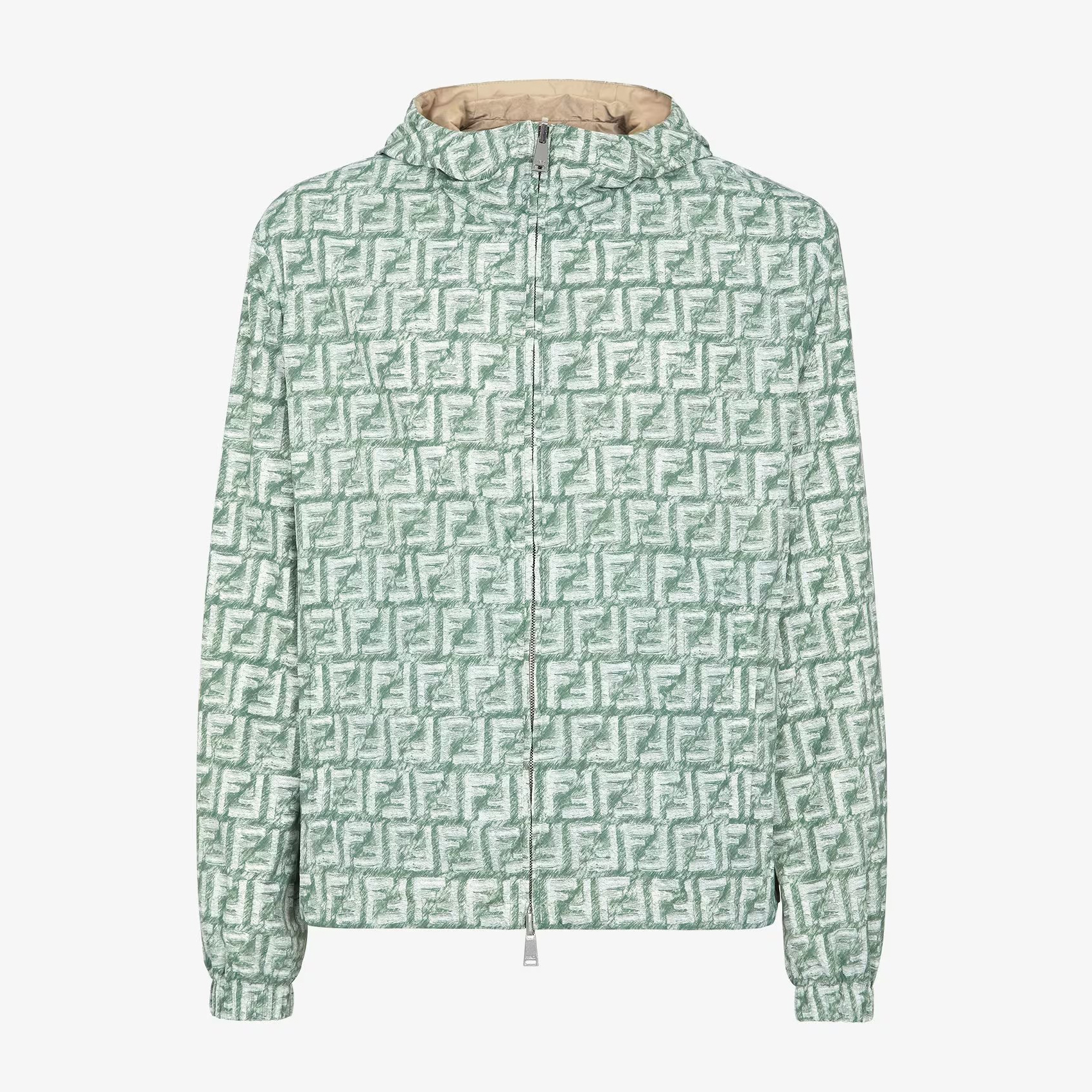 NIGO Fendi Men's Autumn/Winter Solid Colour Logo Full Print Pattern Reversible Hooded Zipper Long Sleeve Jacket #nigo99465