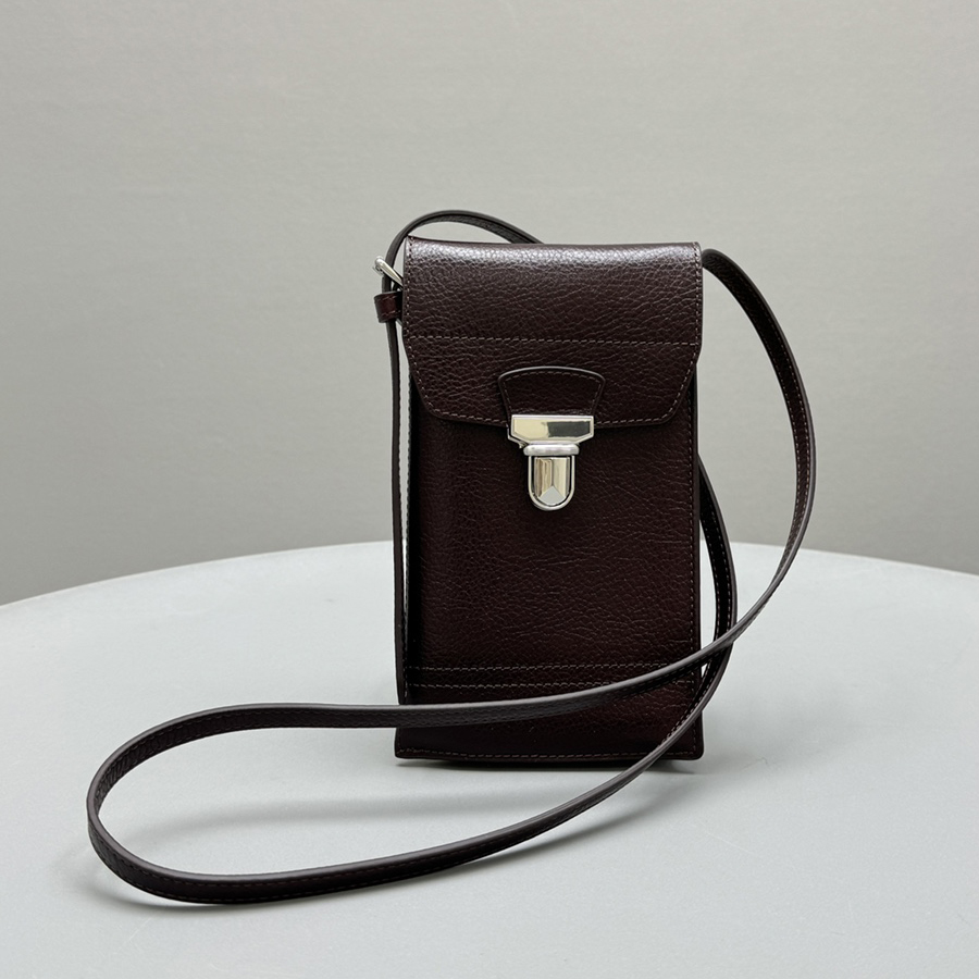 NIGO Lemaire Men's Solid Colour Lock Closure Calfskin Leather Crossbody Shoulder Phone Bag Bags #nigo99466