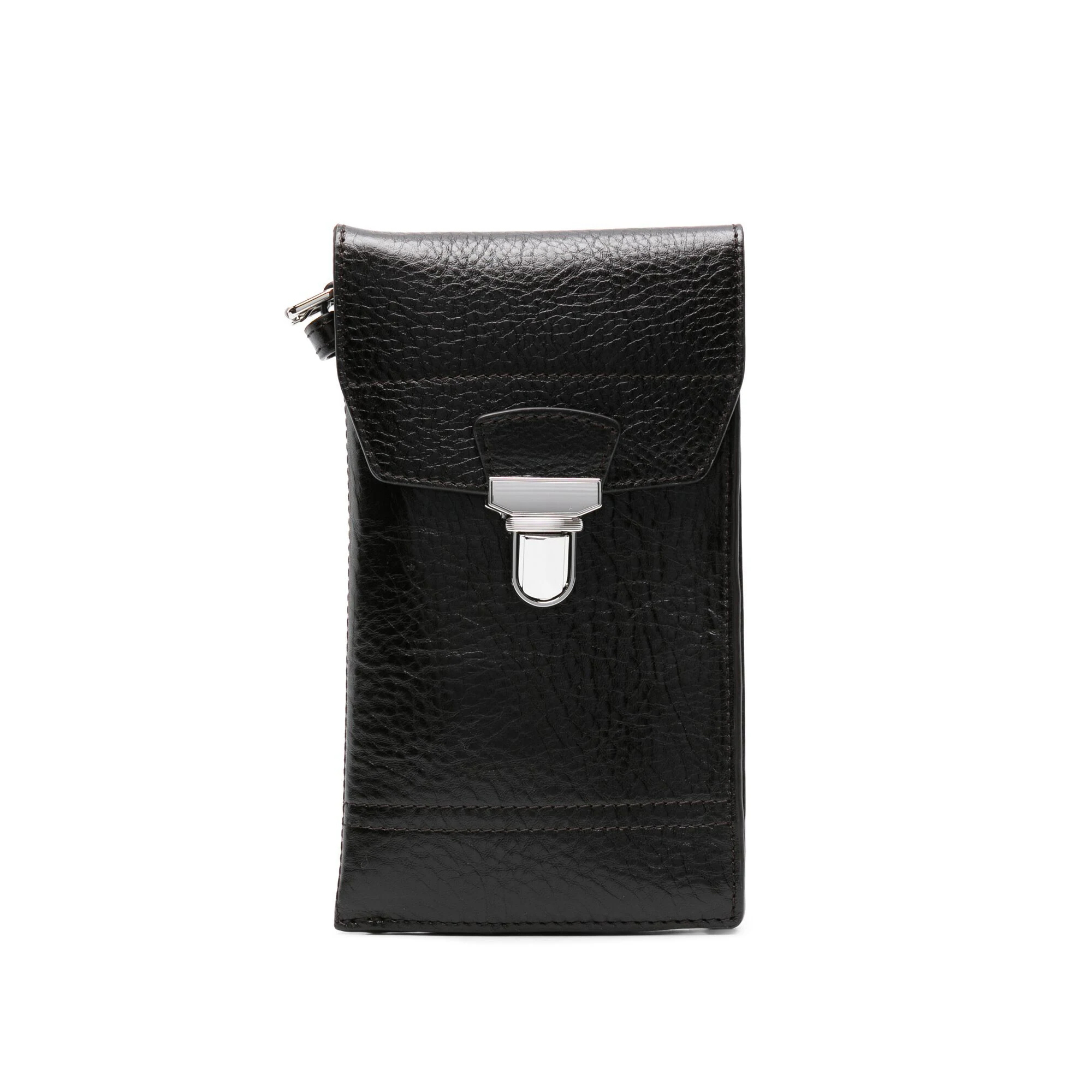 NIGO Lemaire Men's Solid Colour Lock Closure Calfskin Leather Crossbody Shoulder Phone Bag Bags #nigo99466